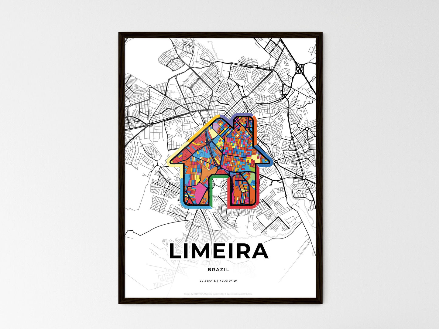 Limeira Brazil wedding art map with home icon