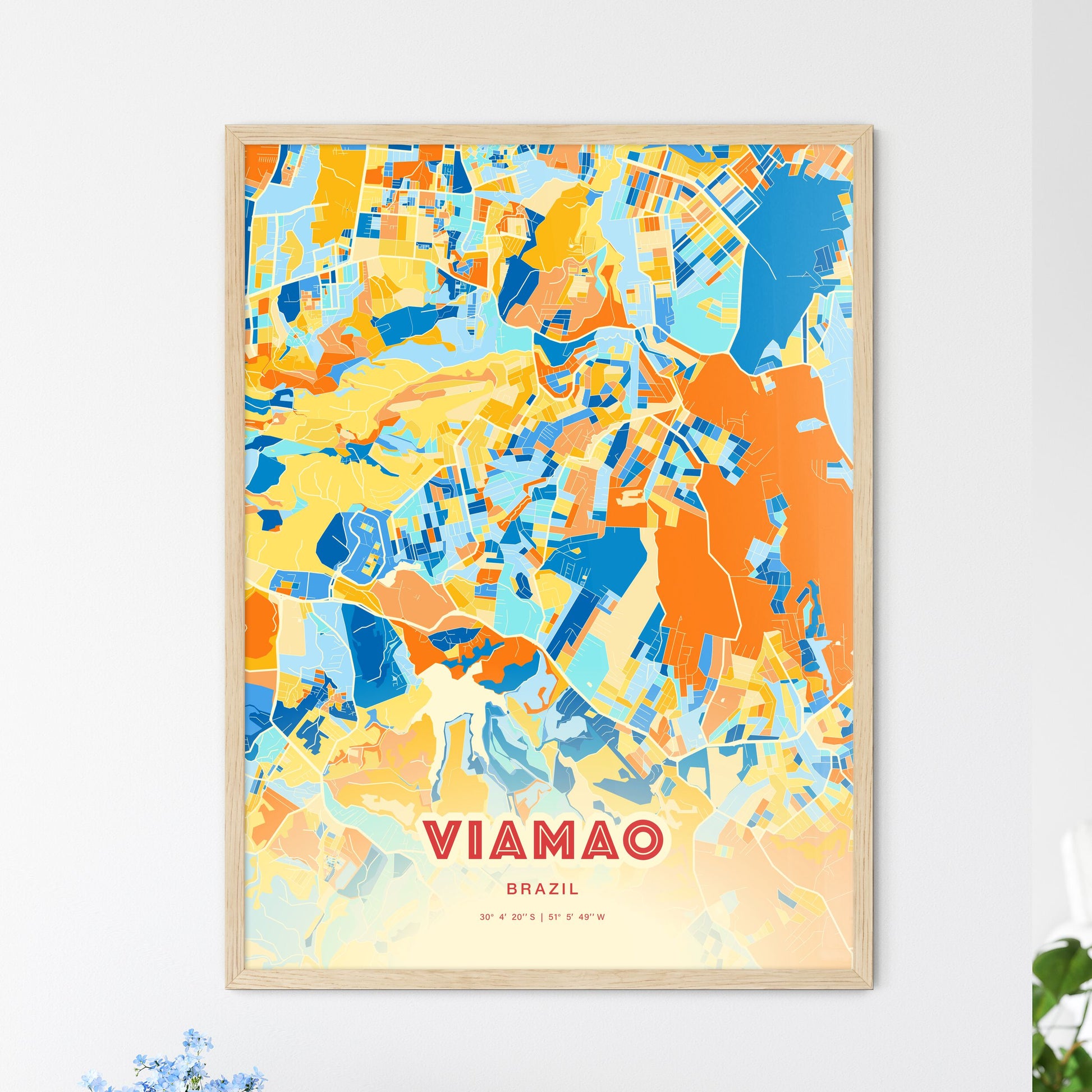 Colorful VIAMAO BRAZIL Fine Art Map Blue Orange