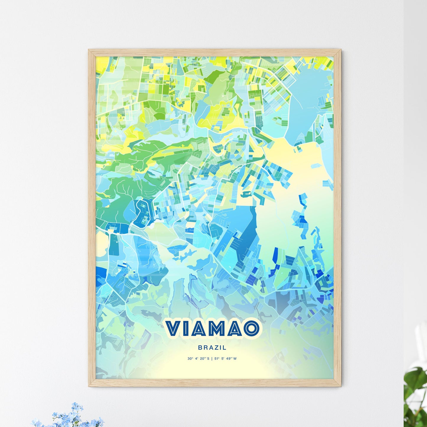 Colorful VIAMAO BRAZIL Fine Art Map Cool Blue