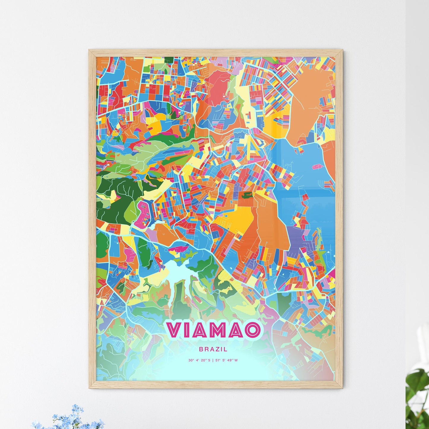 Colorful VIAMAO BRAZIL Fine Art Map Crazy Colors