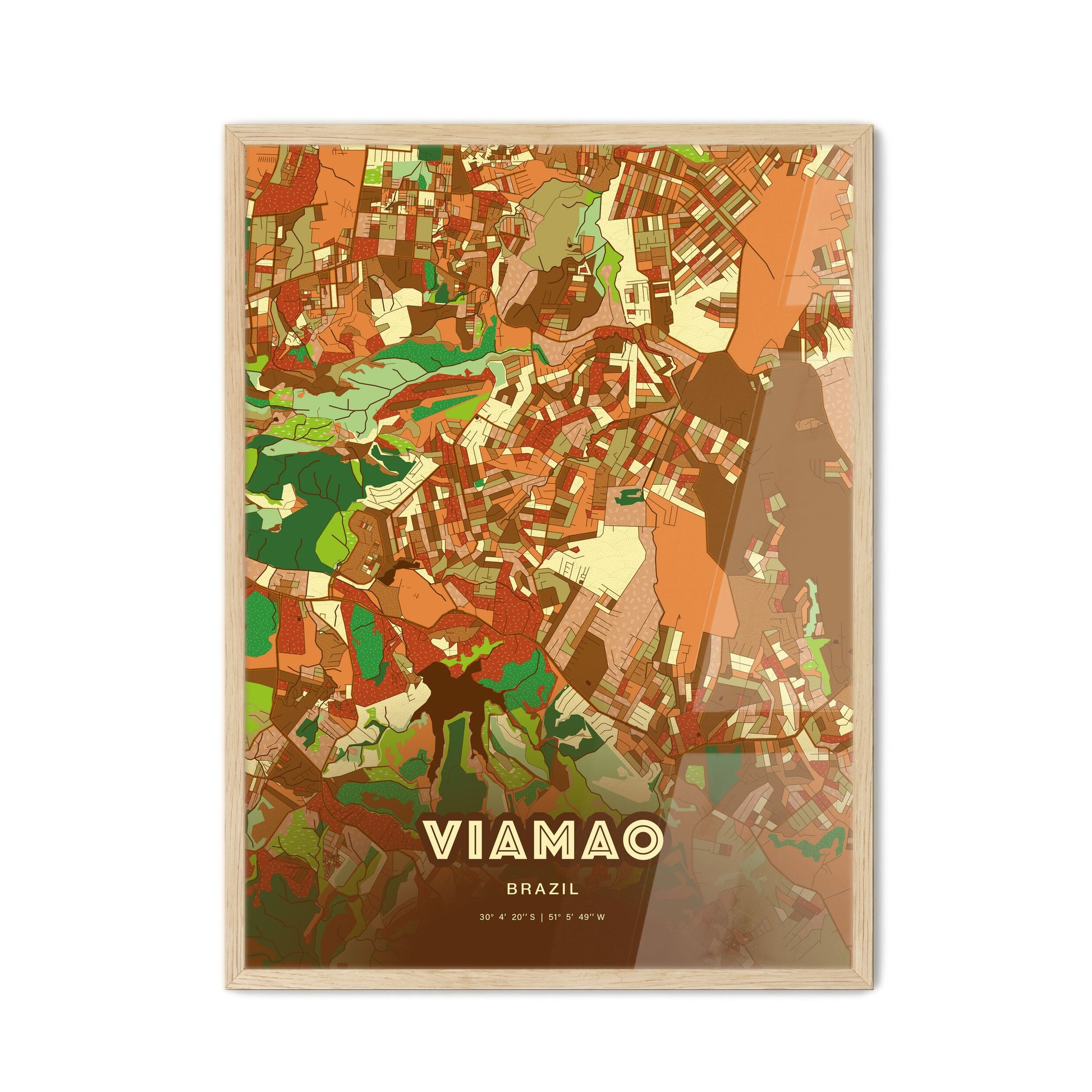 Colorful VIAMAO BRAZIL Fine Art Map Farmhouse