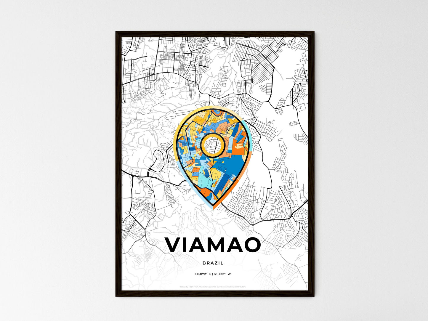 Viamao Brazil wedding art map with pointer icon