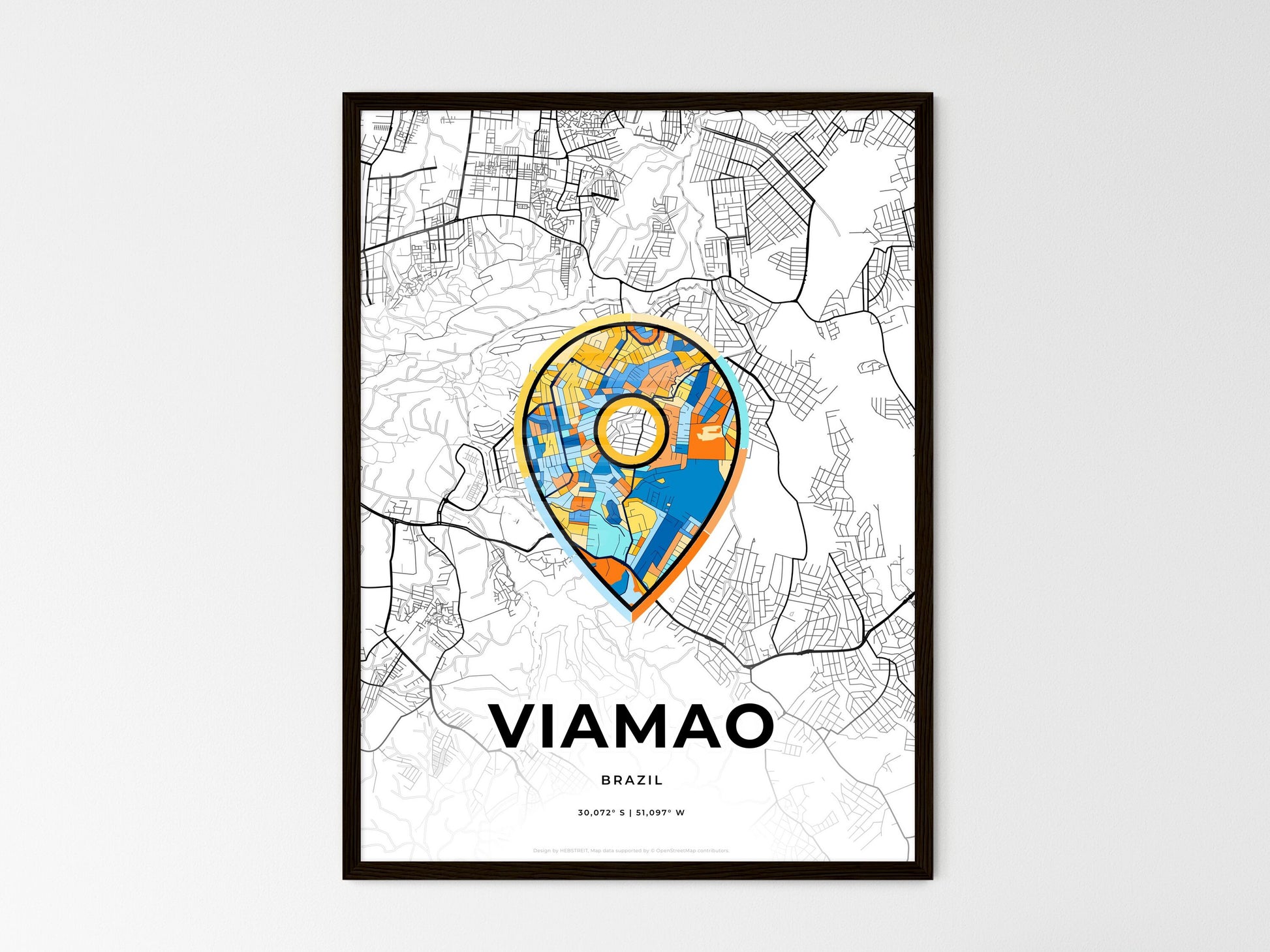 Viamao Brazil wedding art map with pointer icon