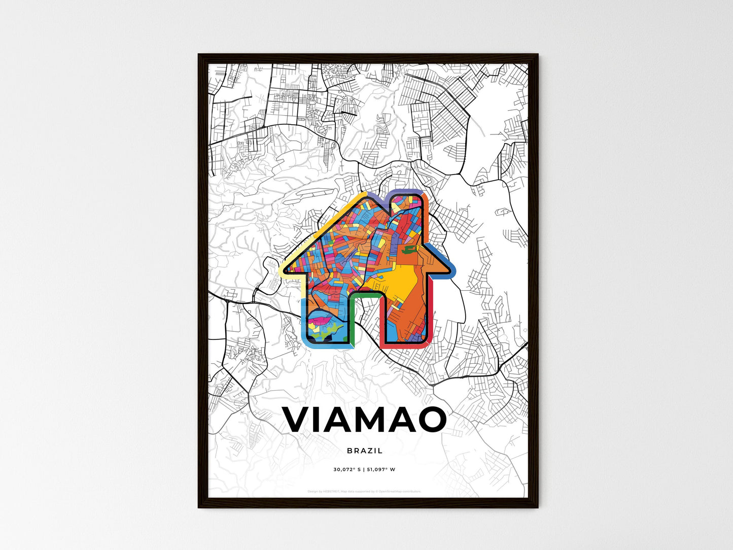 Viamao Brazil wedding art map with home icon