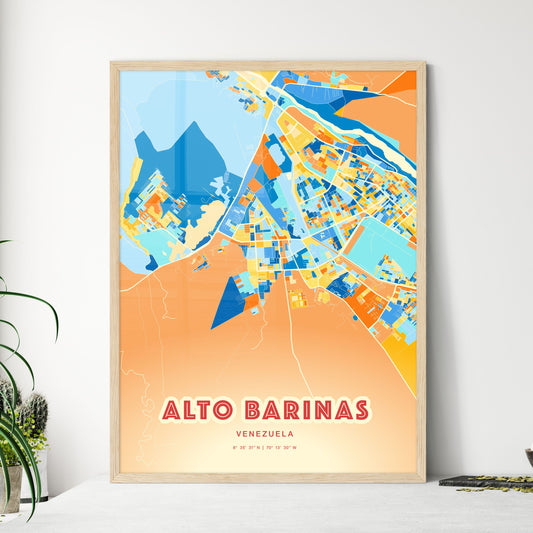 Colorful ALTO BARINAS VENEZUELA Fine Art Map Blue Orange