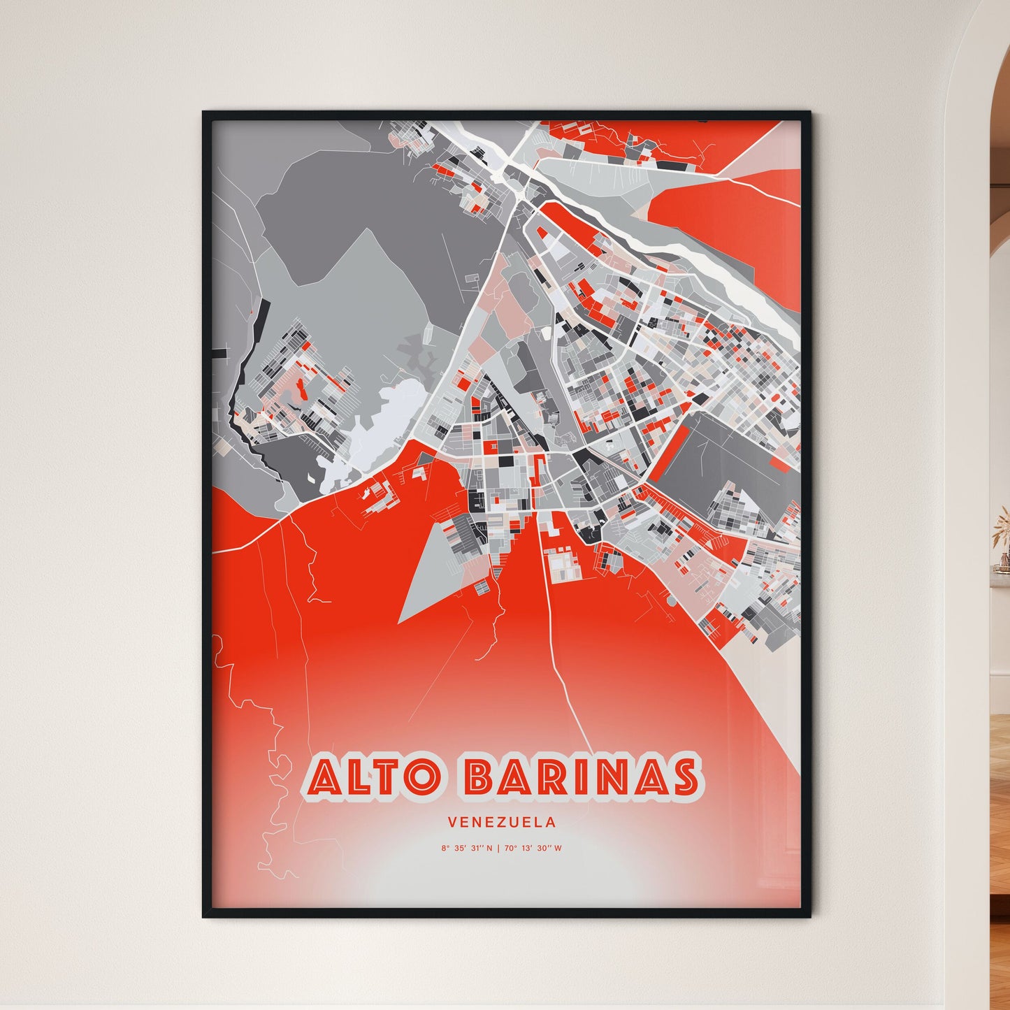 Colorful ALTO BARINAS VENEZUELA Fine Art Map Modern