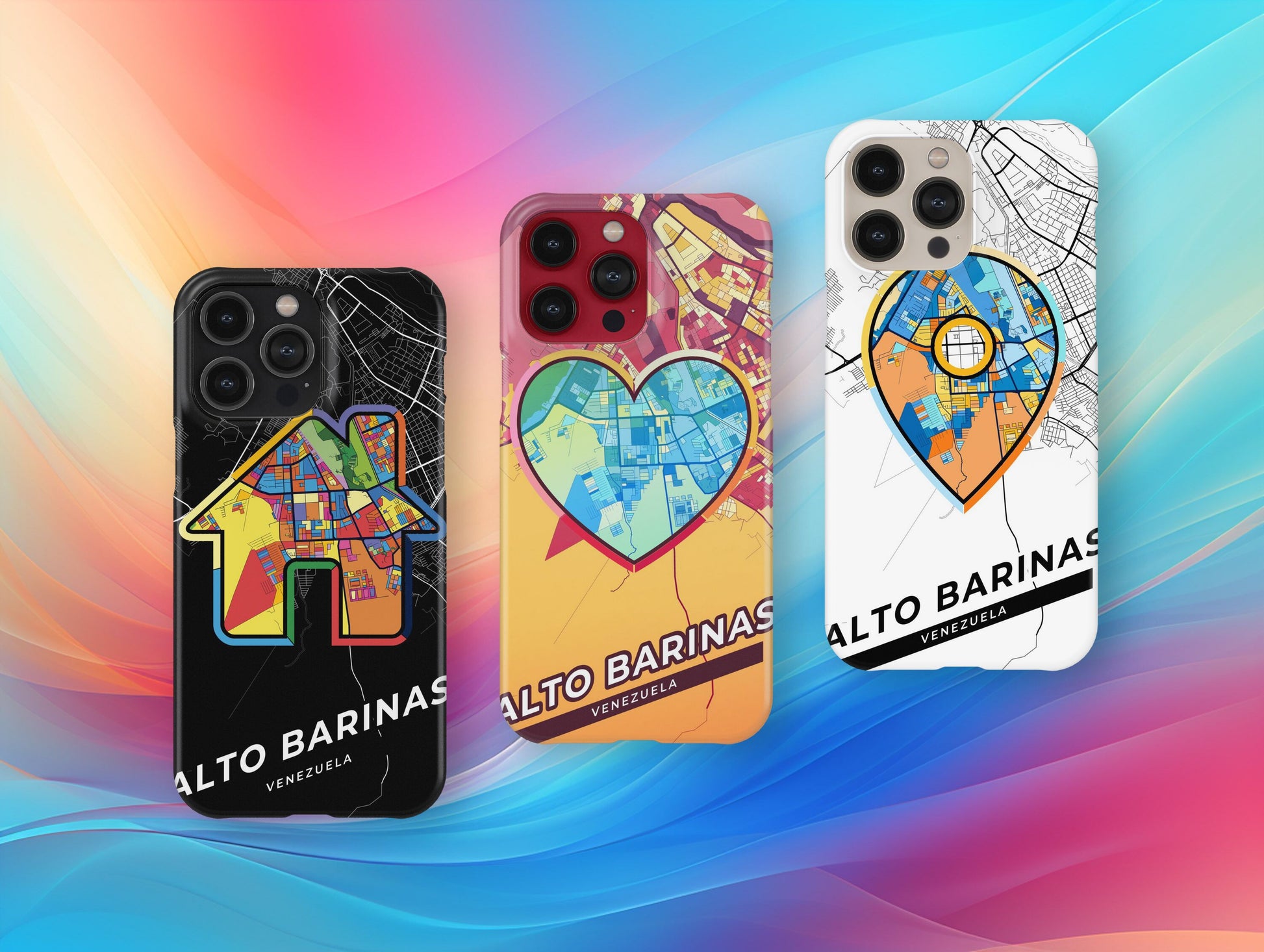 Alto Barinas Venezuela slim phone case with colorful icon. Birthday, wedding or housewarming gift. Couple match cases.