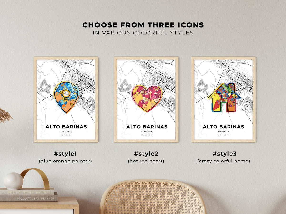 Alto Barinas Venezuela maps with colorful icons