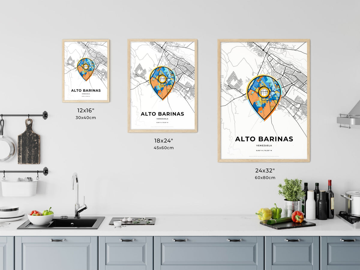 Alto Barinas Venezuela art map size chart