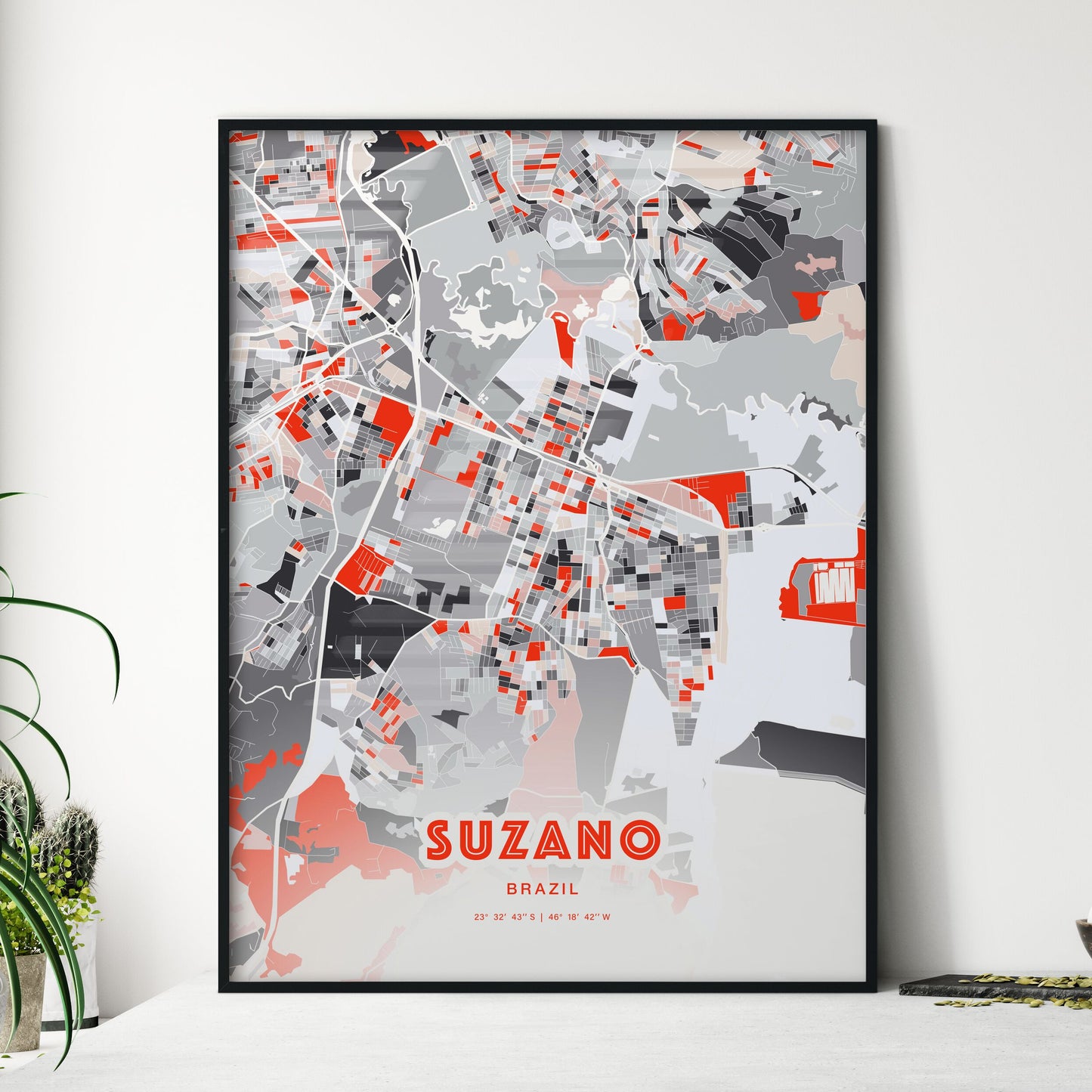 Colorful SUZANO BRAZIL Fine Art Map Modern