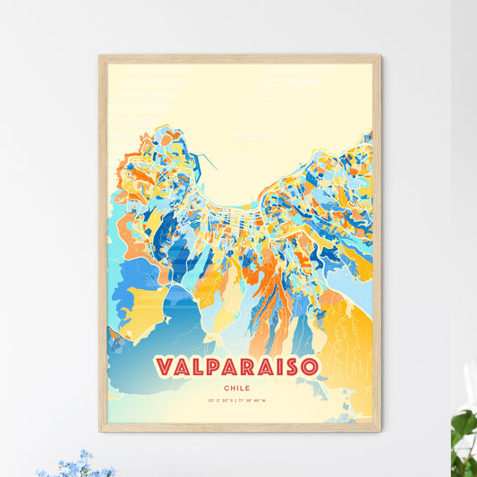 Colorful VALPARAISO CHILE Fine Art Map Blue Orange