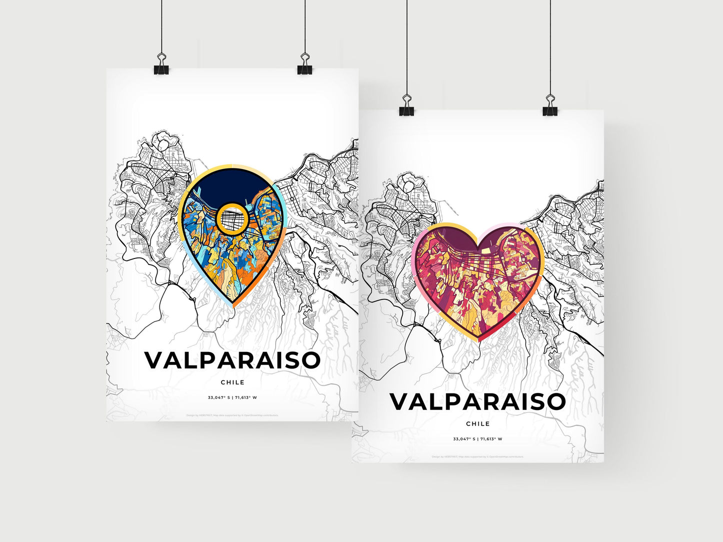 Valparaiso Chile art print for couples