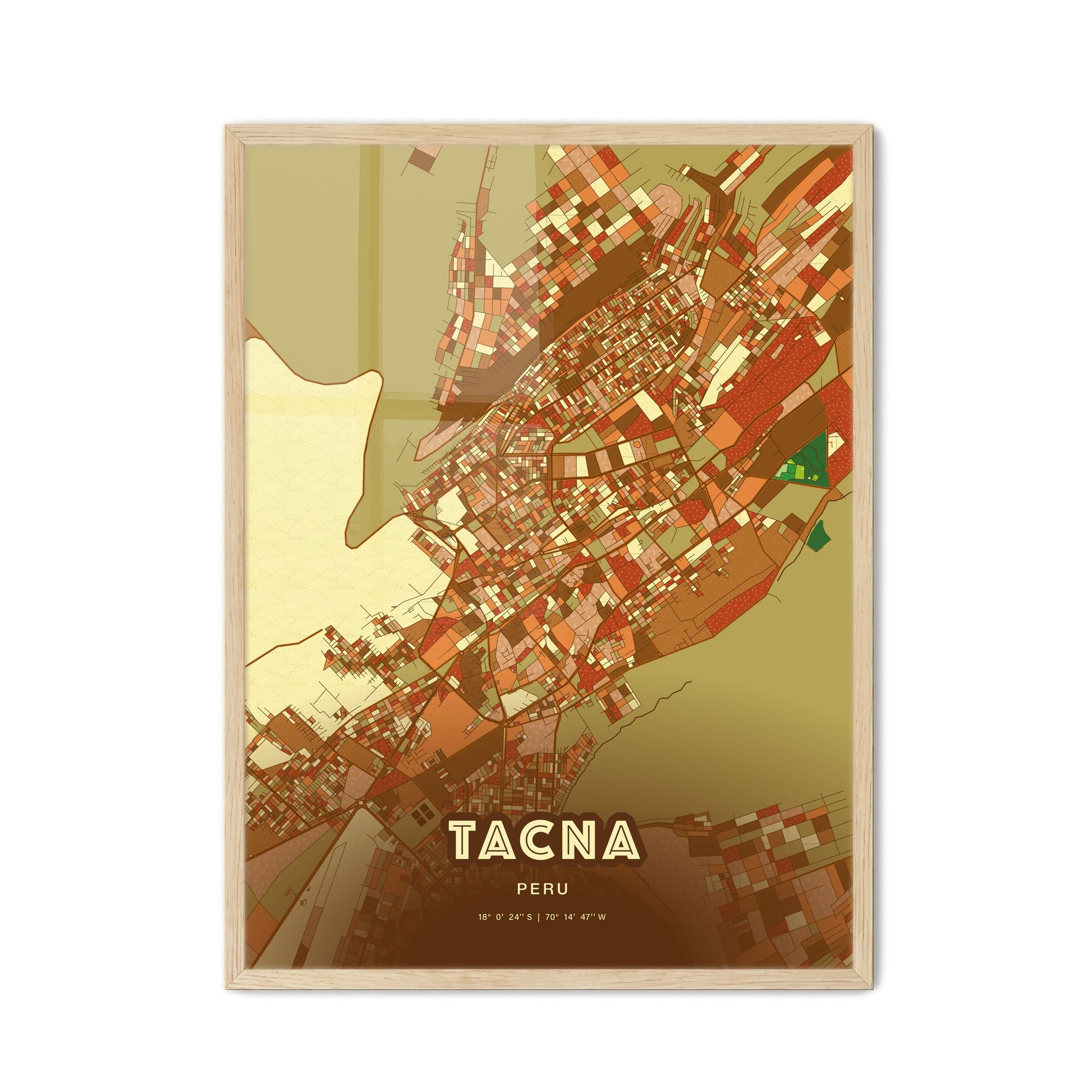 Colorful TACNA PERU Fine Art Map Farmhouse