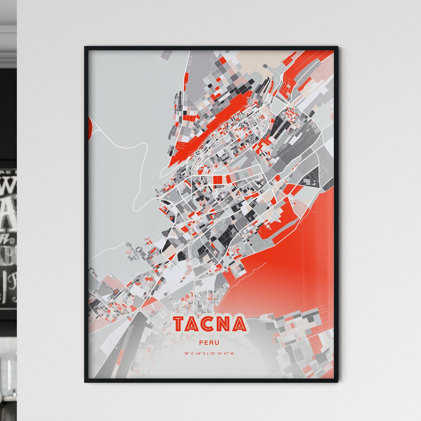 Colorful TACNA PERU Fine Art Map Modern