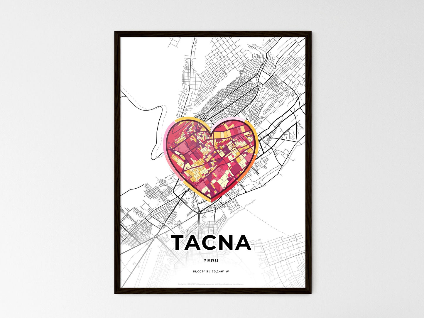 TACNA PERU minimal art map with a colorful icon. Style 2