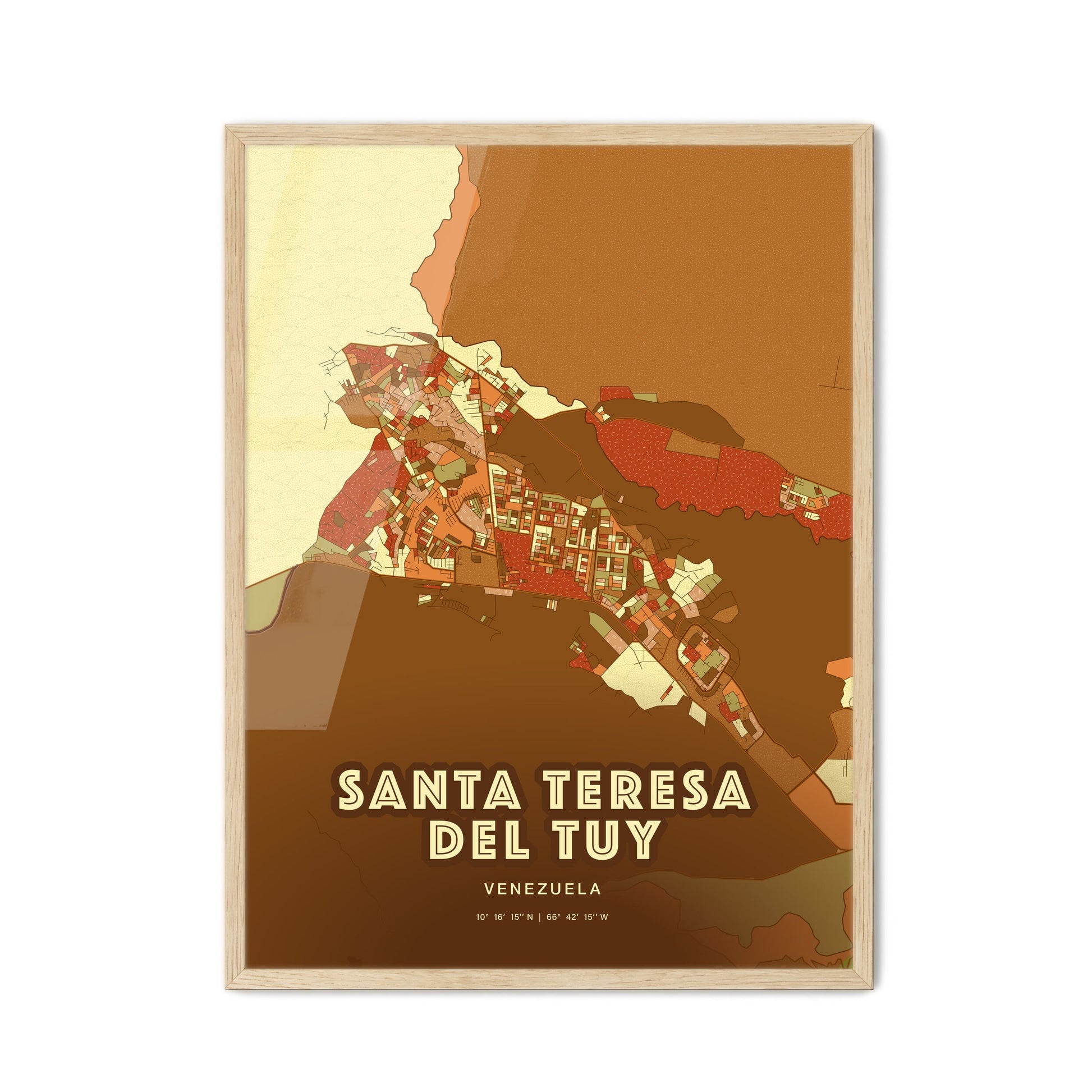 Colorful SANTA TERESA DEL TUY VENEZUELA Fine Art Map Farmhouse