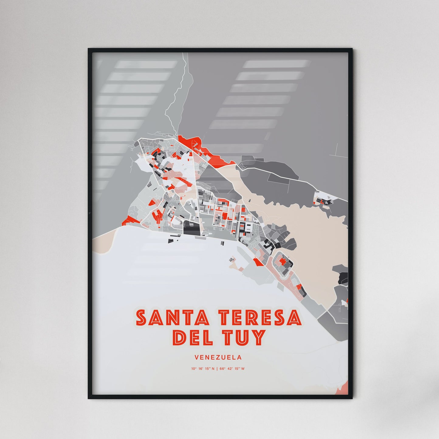 Colorful SANTA TERESA DEL TUY VENEZUELA Fine Art Map Modern