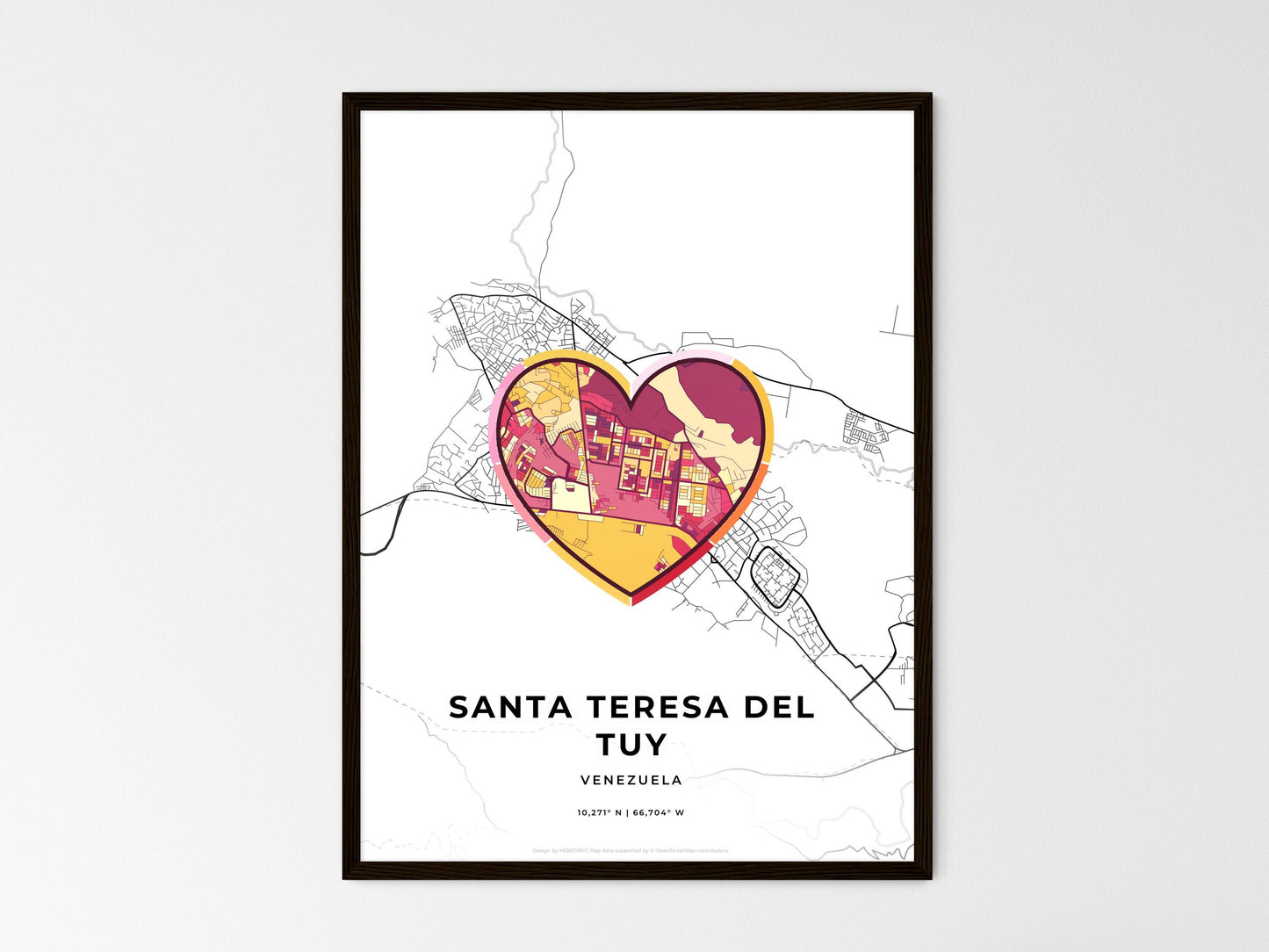 Santa Teresa Del Tuy Venezuela wedding art map with heart icon