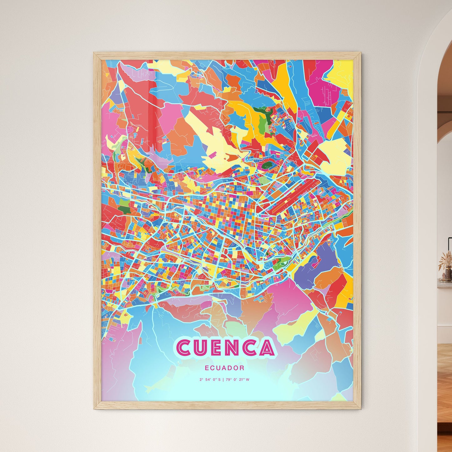 Colorful CUENCA ECUADOR Fine Art Map Crazy Colors