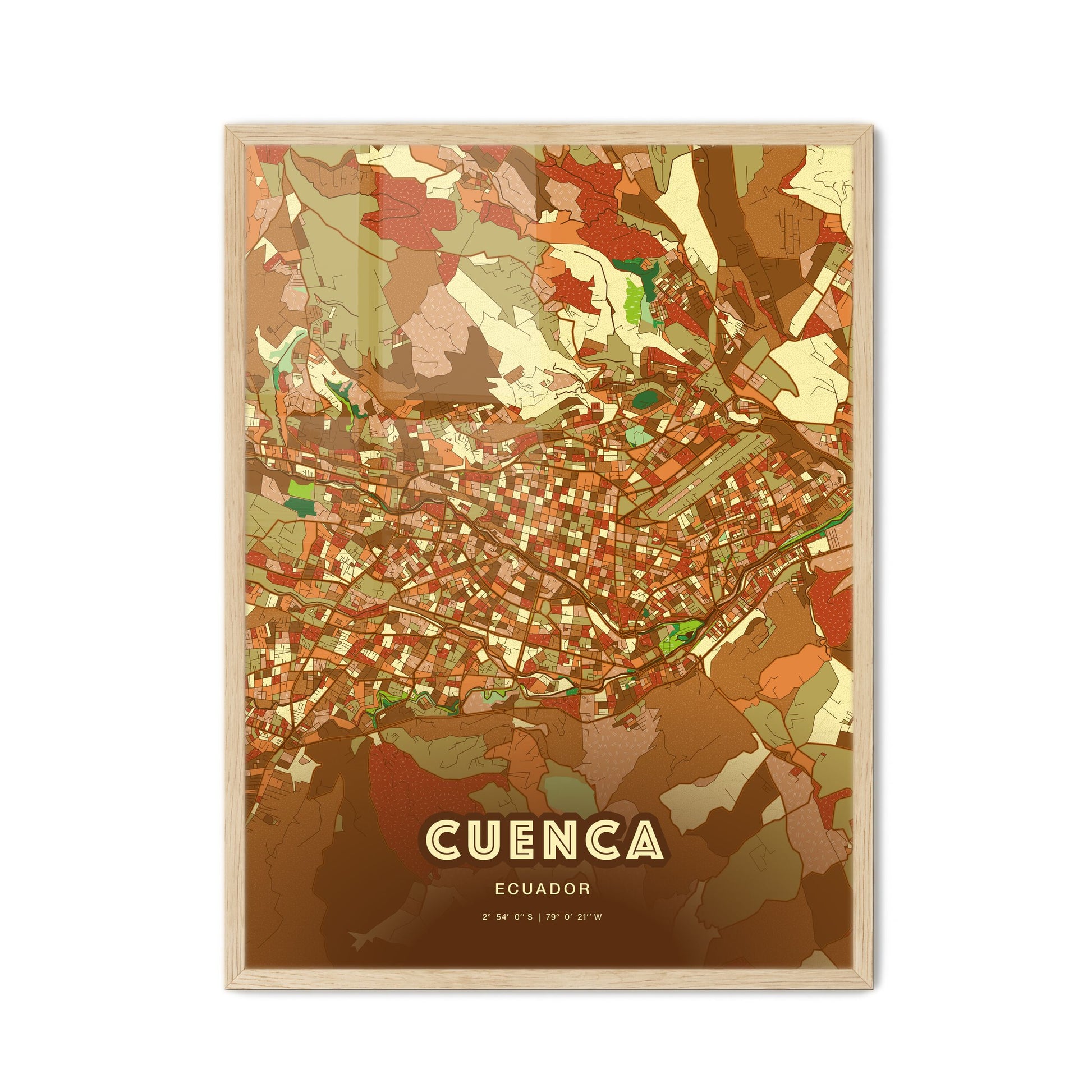 Colorful CUENCA ECUADOR Fine Art Map Farmhouse