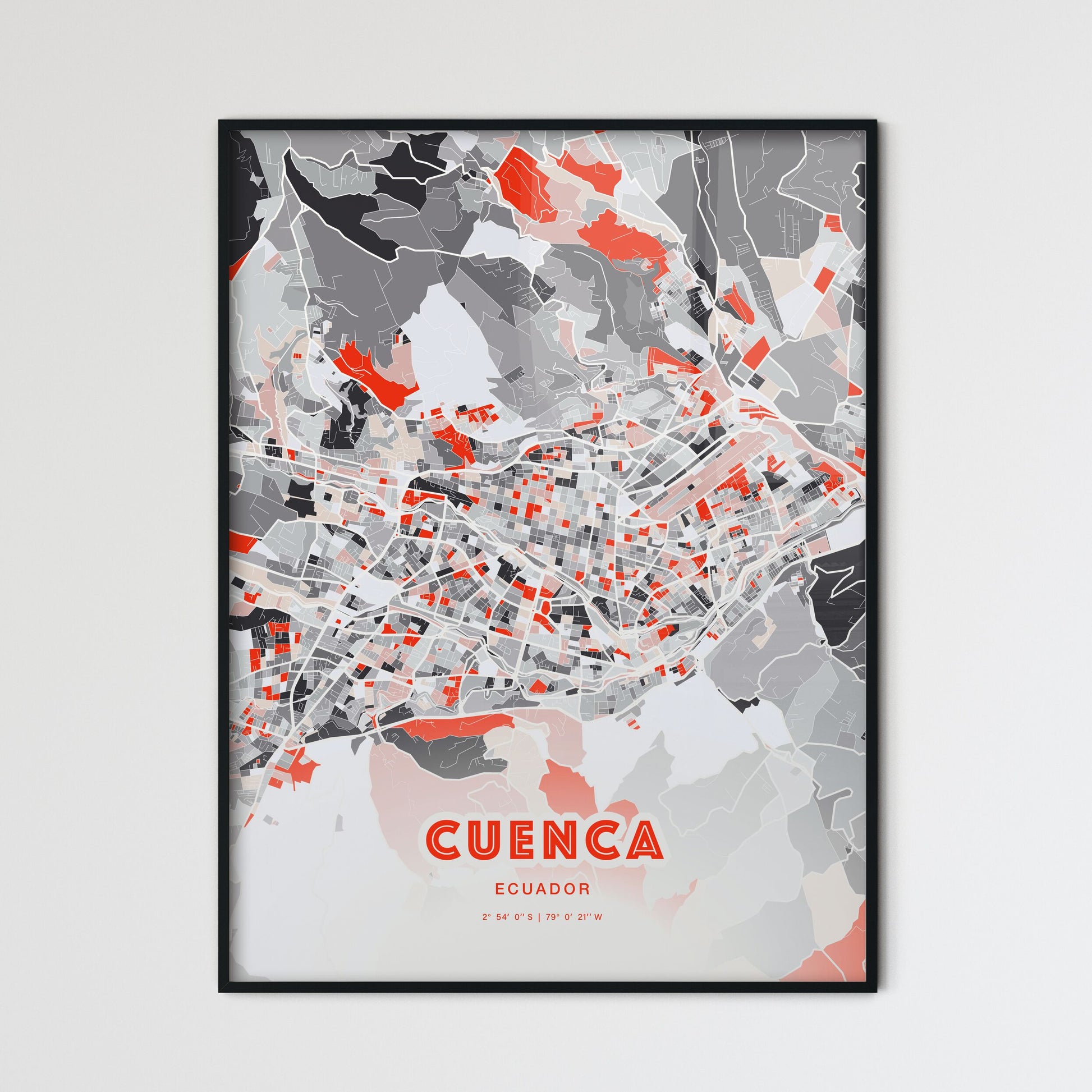 Colorful CUENCA ECUADOR Fine Art Map Modern