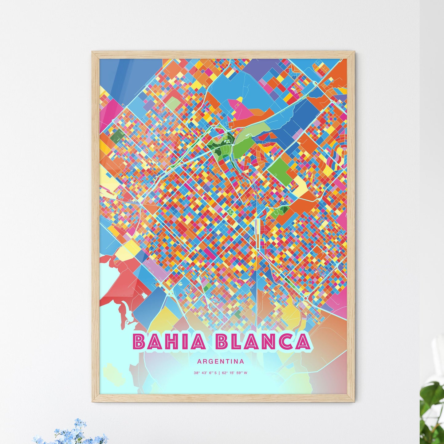Colorful BAHIA BLANCA ARGENTINA Fine Art Map Crazy Colors