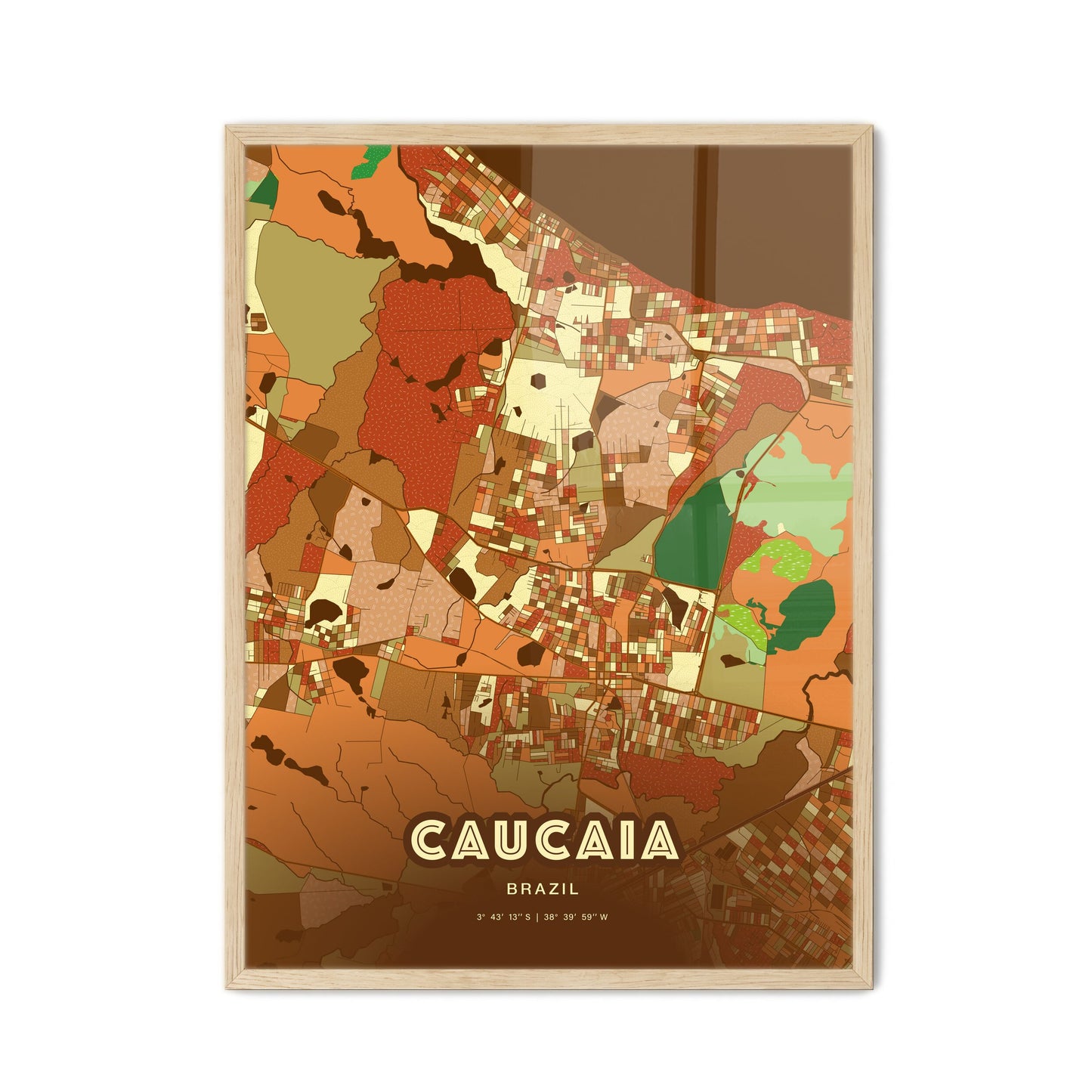 Colorful CAUCAIA BRAZIL Fine Art Map Farmhouse