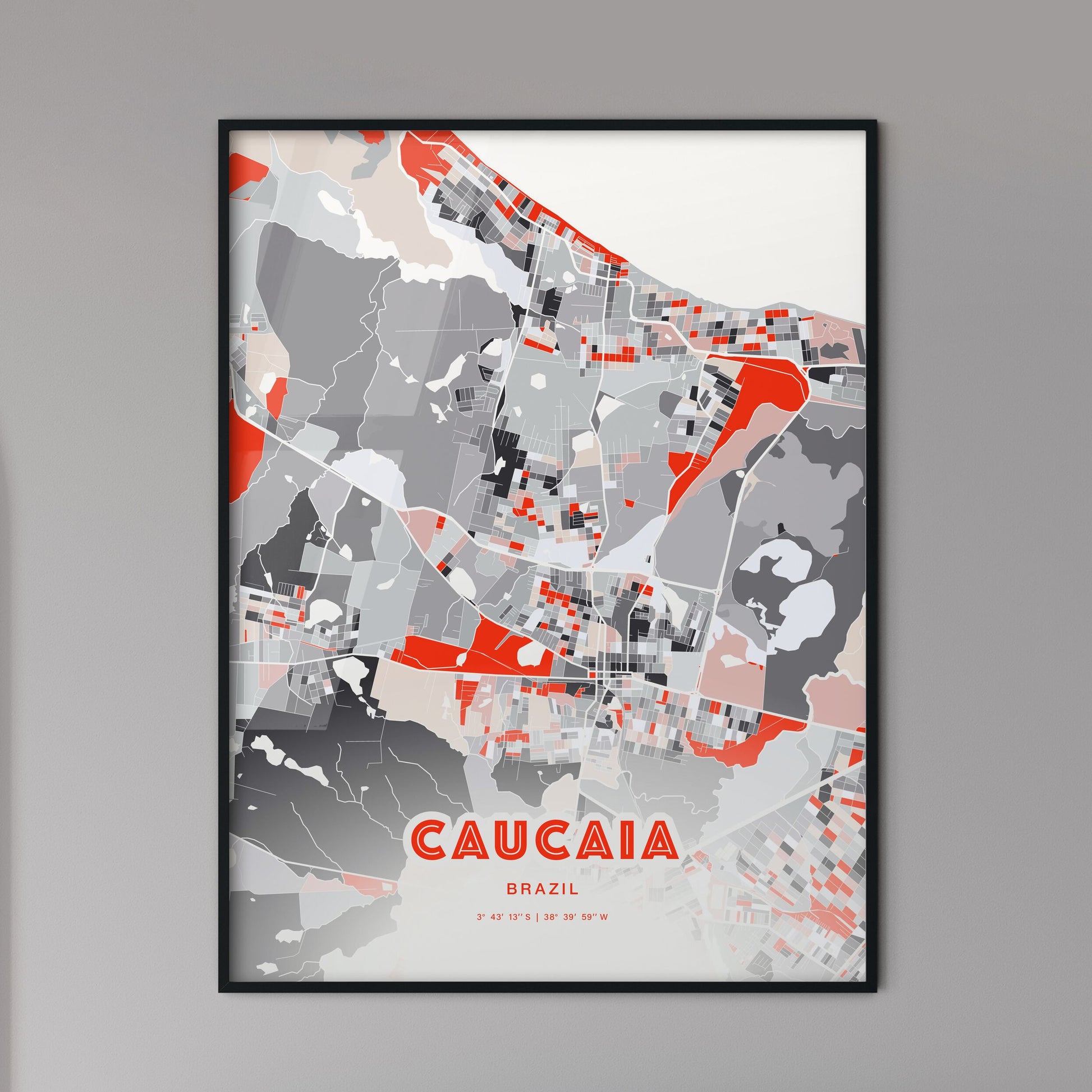 Colorful CAUCAIA BRAZIL Fine Art Map Modern