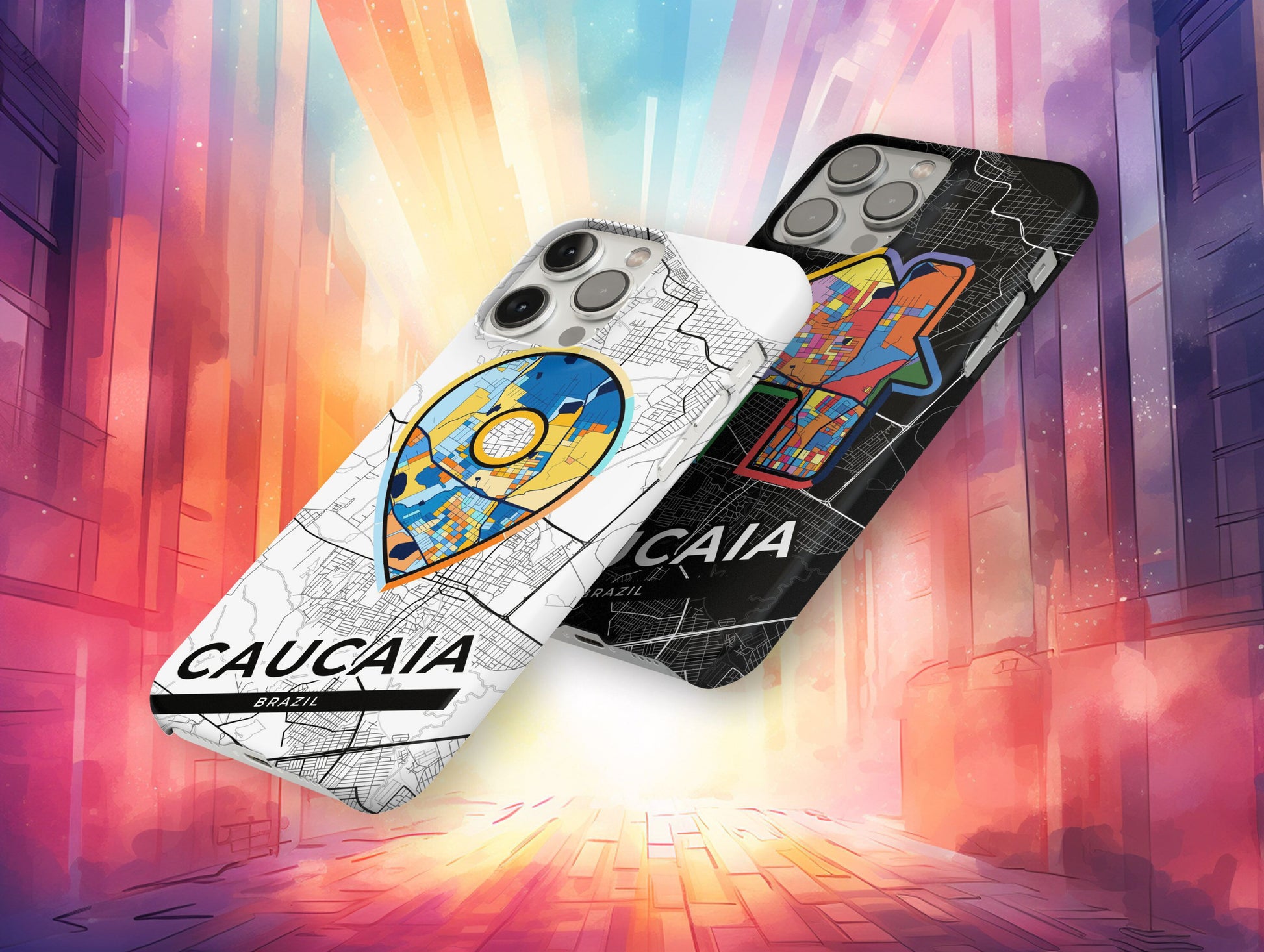 Caucaia Brazil slim phone case with colorful icon. Birthday, wedding or housewarming gift. Couple match cases.
