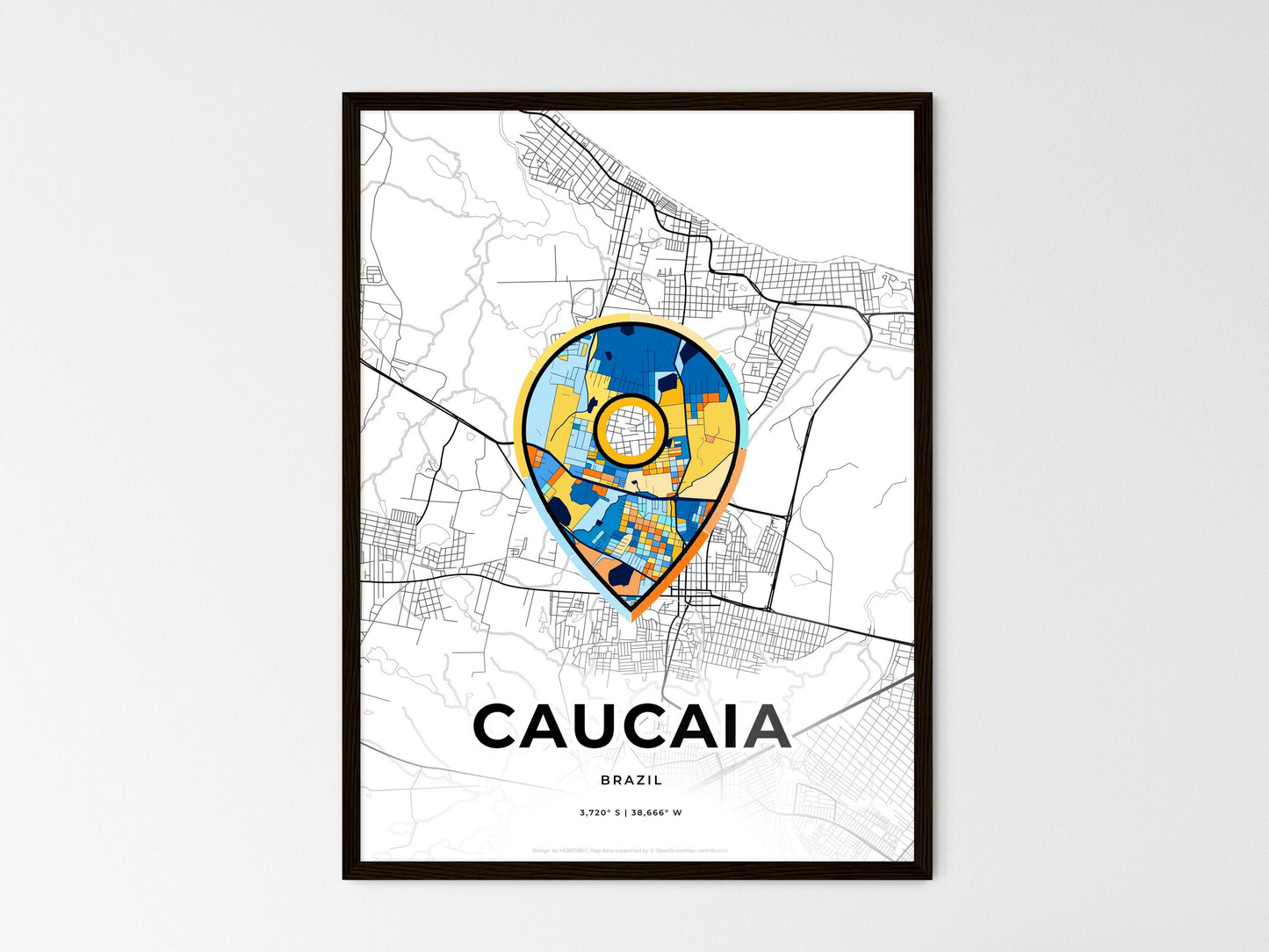 Caucaia Brazil wedding art map with pointer icon