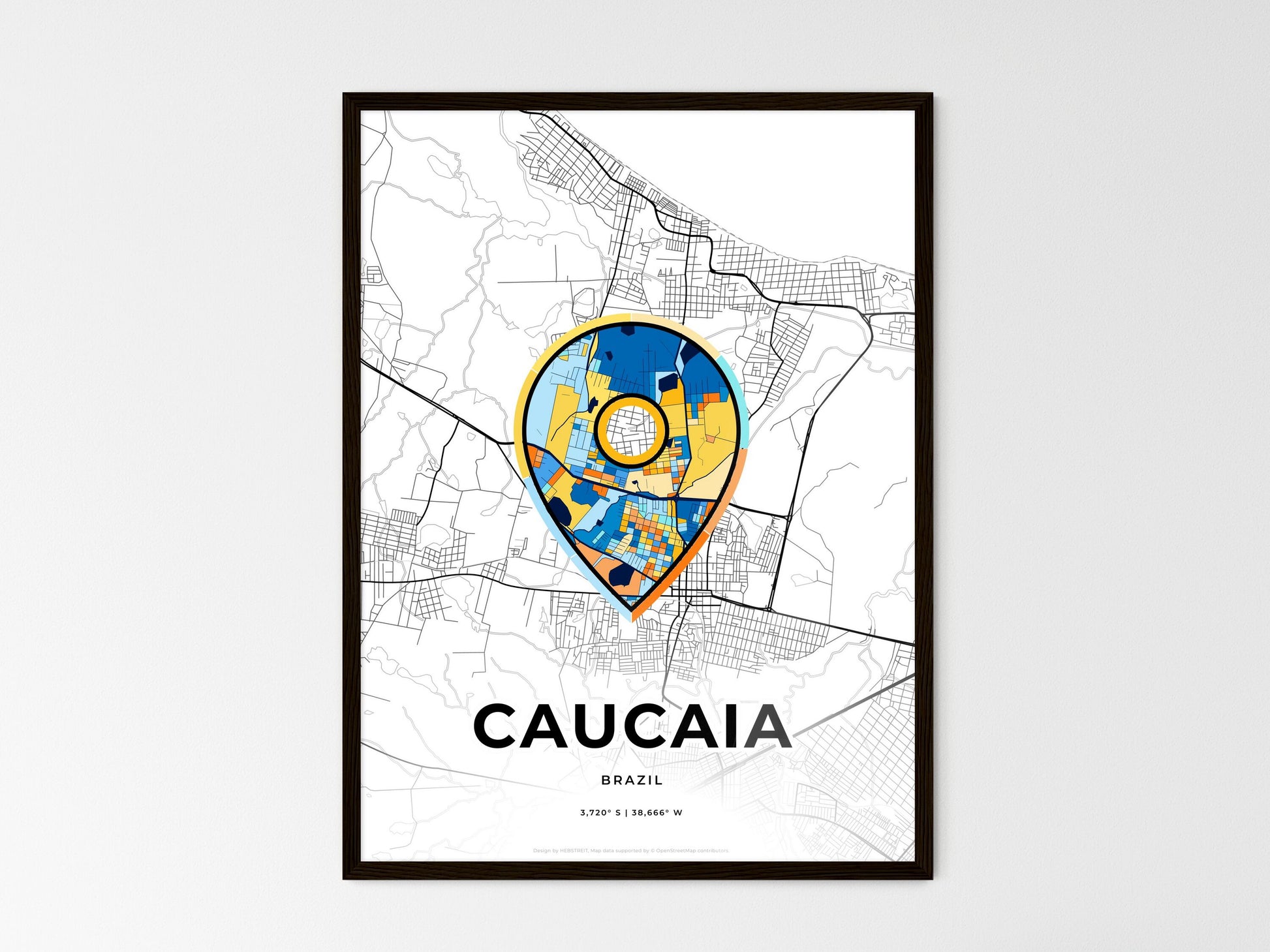 Caucaia Brazil wedding art map with pointer icon