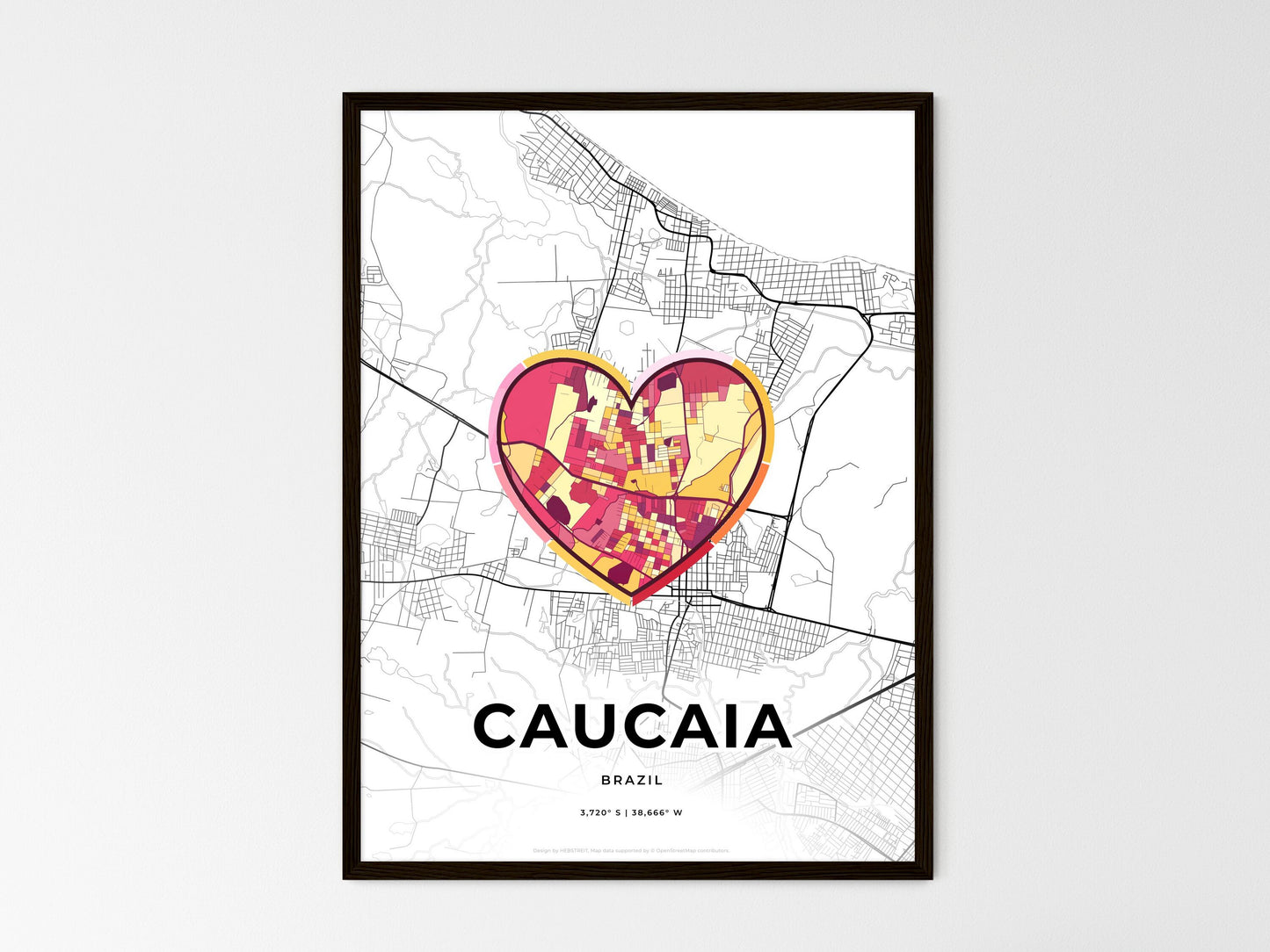 Caucaia Brazil wedding art map with heart icon