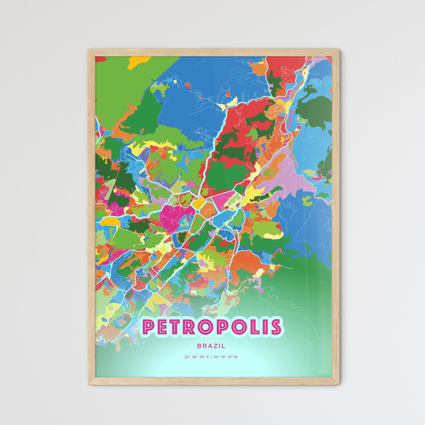 Colorful PETROPOLIS BRAZIL Fine Art Map Crazy Colors