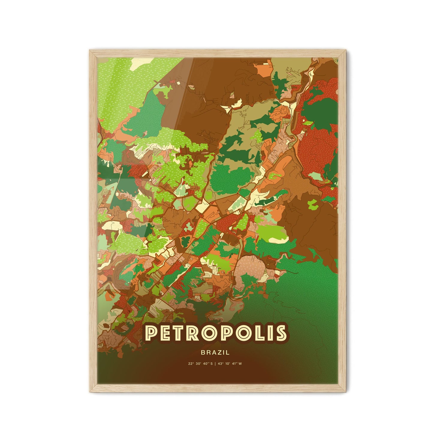 Colorful PETROPOLIS BRAZIL Fine Art Map Farmhouse