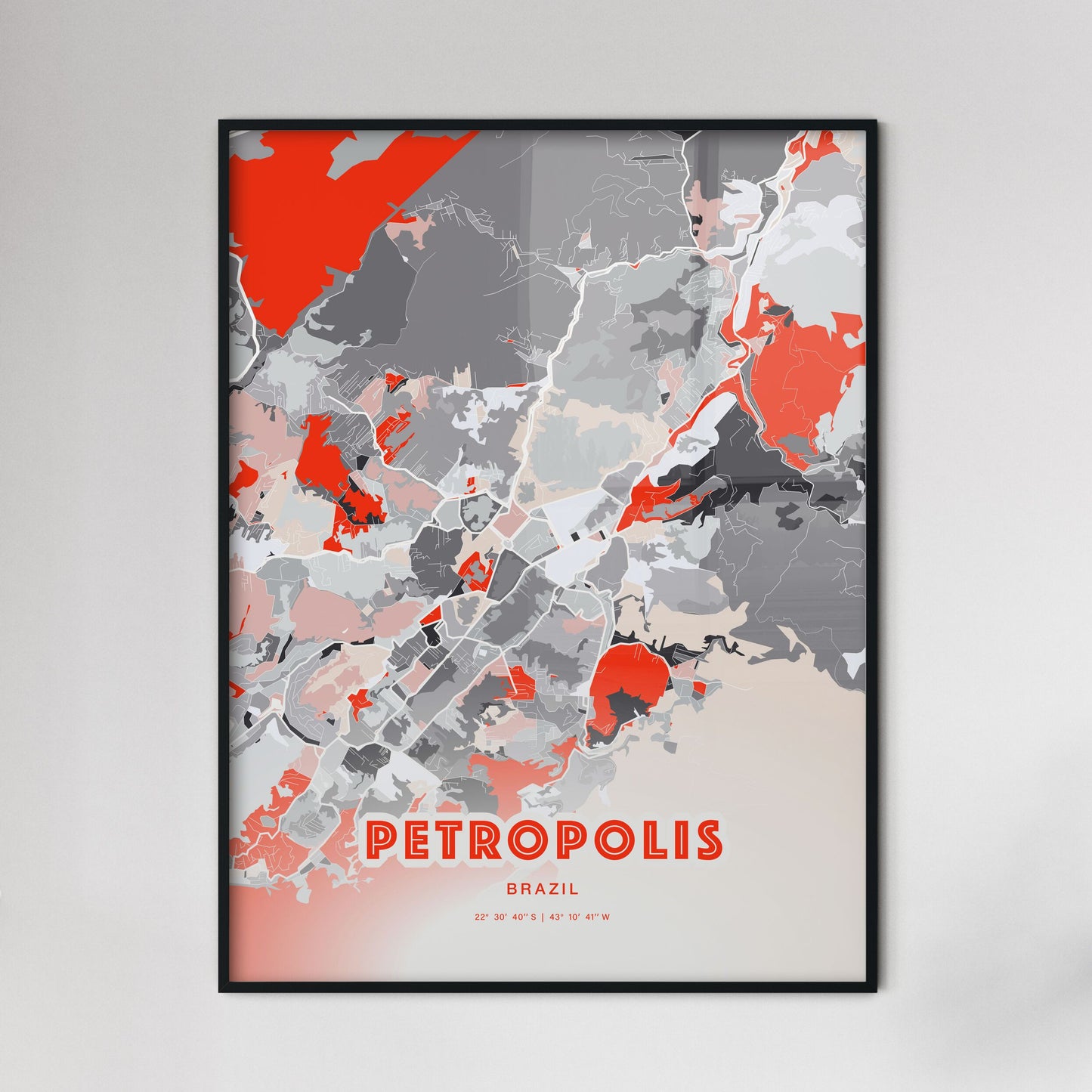 Colorful PETROPOLIS BRAZIL Fine Art Map Modern