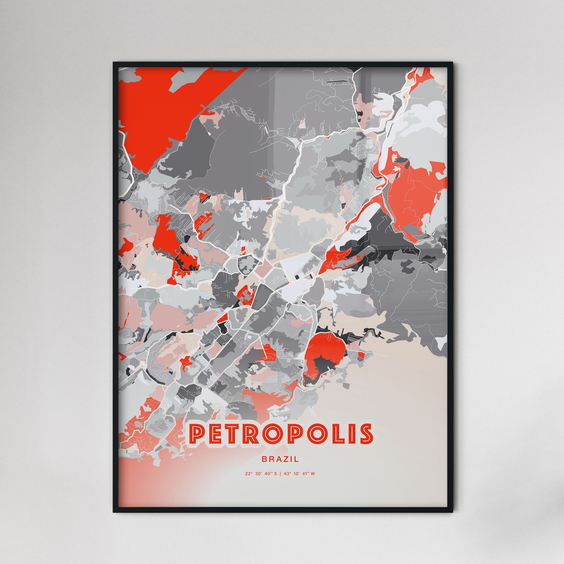 Colorful PETROPOLIS BRAZIL Fine Art Map Modern