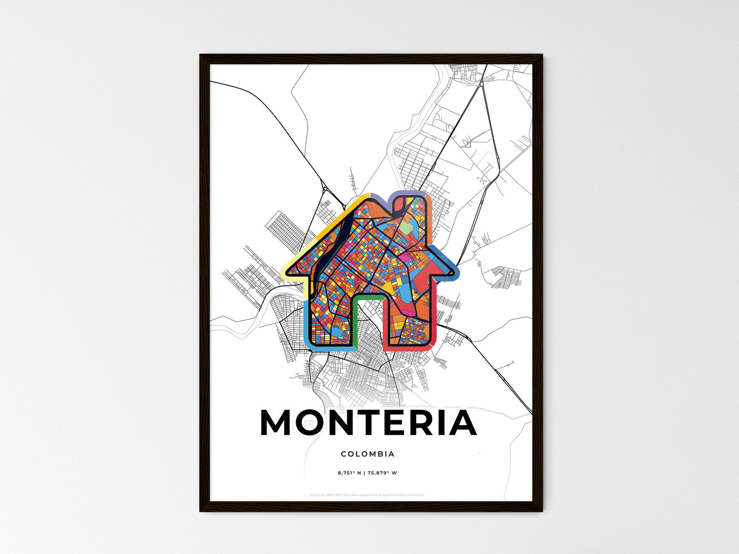 Monteria Colombia wedding art map with home icon