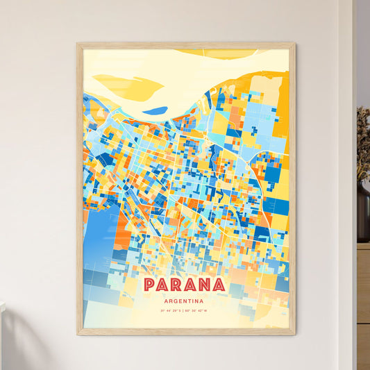 Colorful PARANA ARGENTINA Fine Art Map Blue Orange