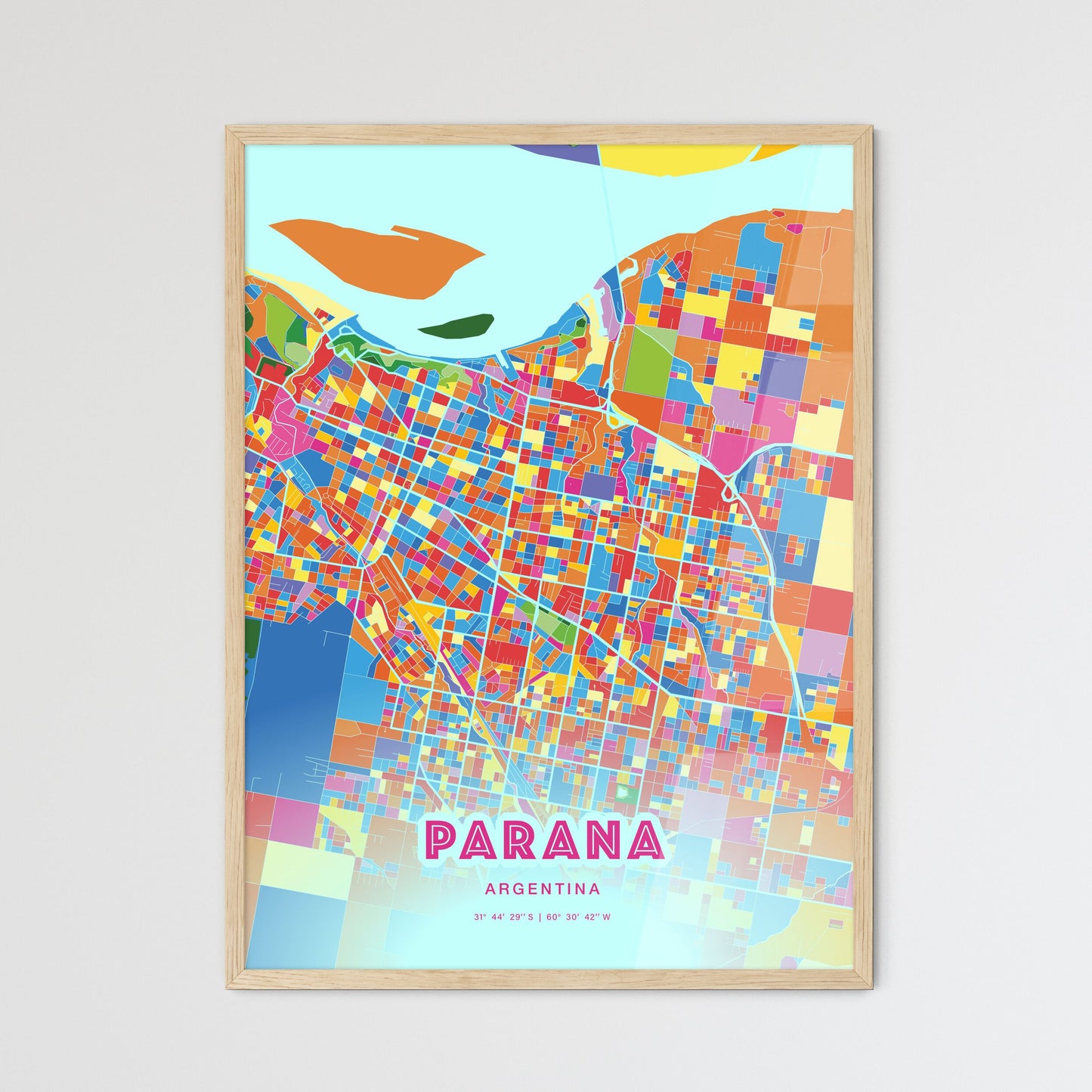 Colorful PARANA ARGENTINA Fine Art Map Crazy Colors