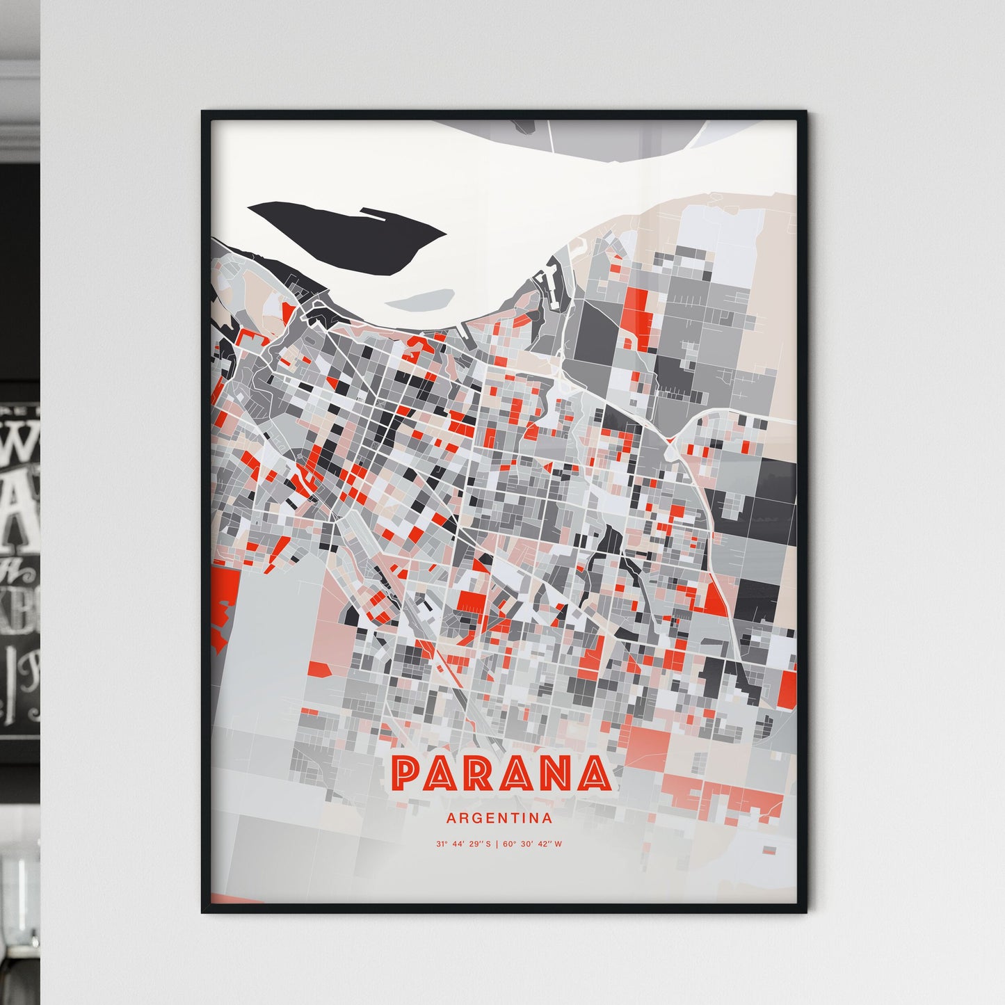 Colorful PARANA ARGENTINA Fine Art Map Modern