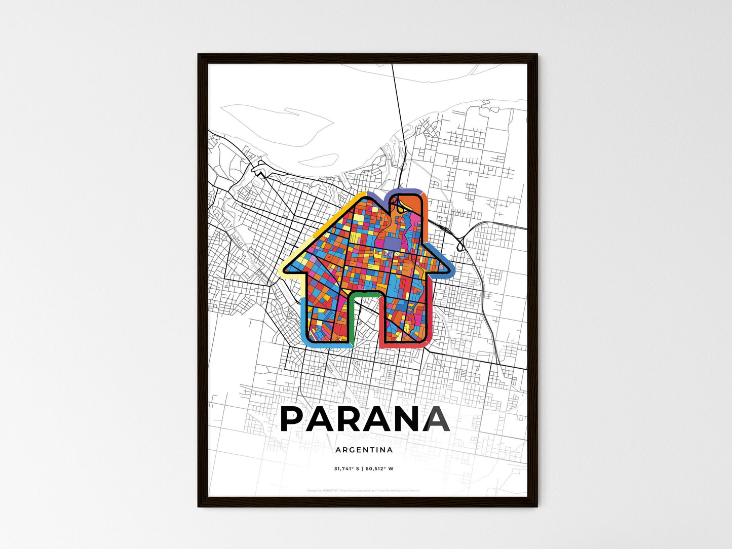 Parana Argentina wedding art map with home icon