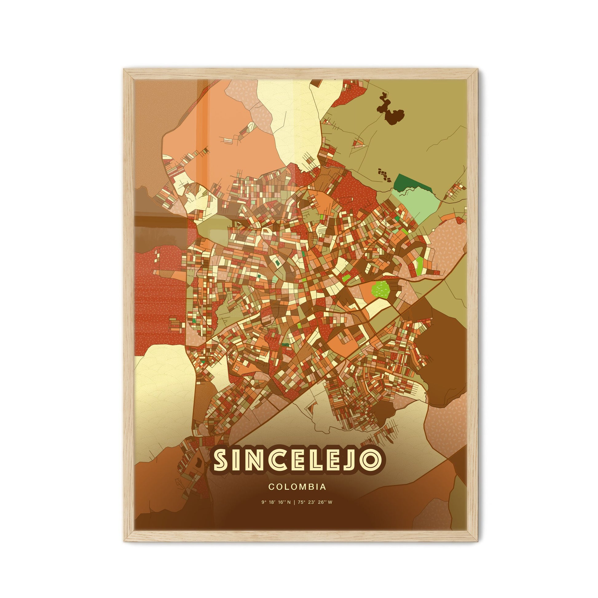 Colorful SINCELEJO COLOMBIA Fine Art Map Farmhouse