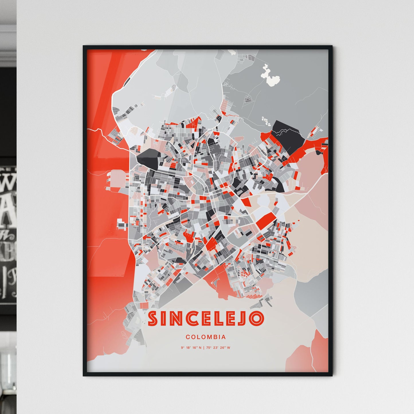 Colorful SINCELEJO COLOMBIA Fine Art Map Modern