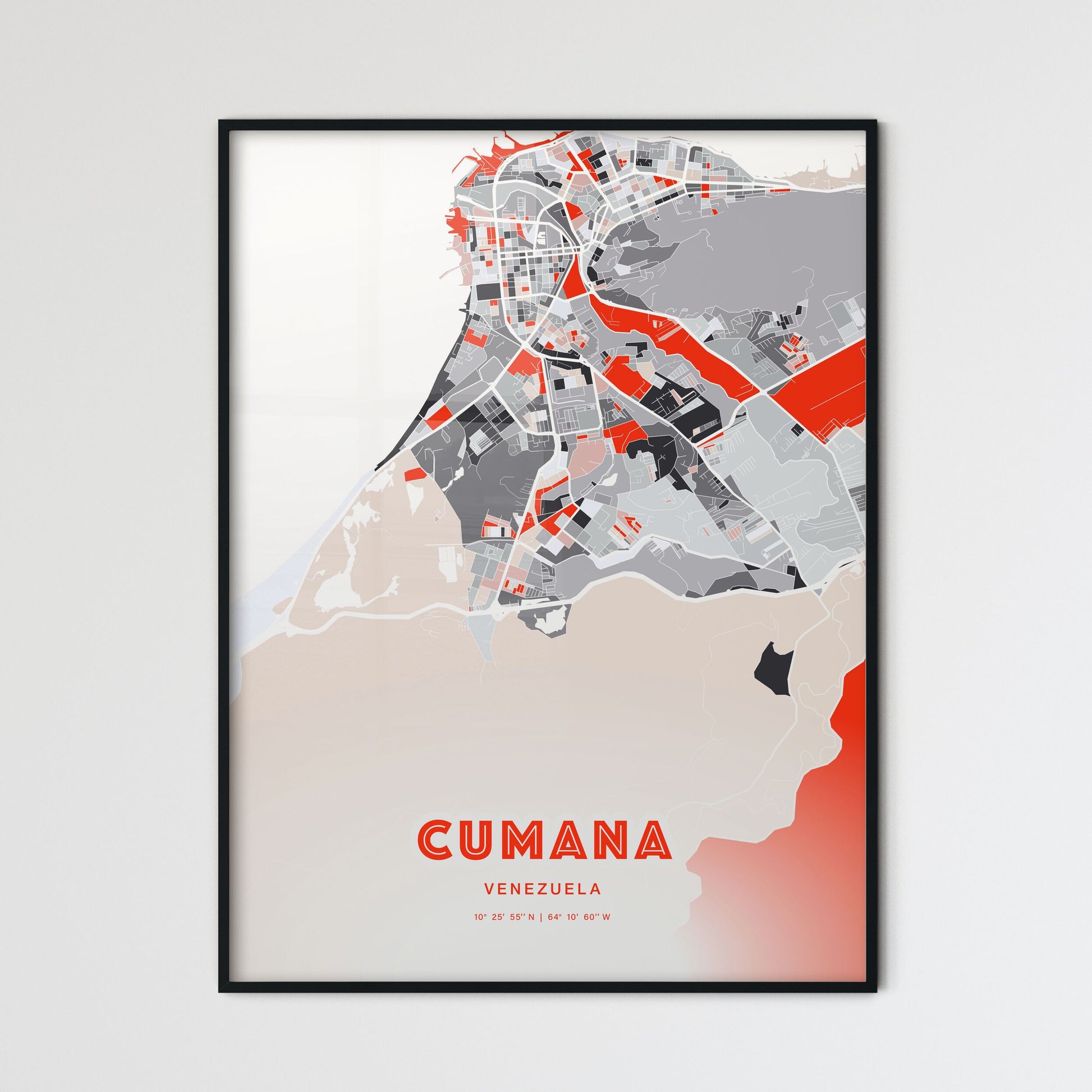 Colorful CUMANA VENEZUELA Fine Art Map Modern