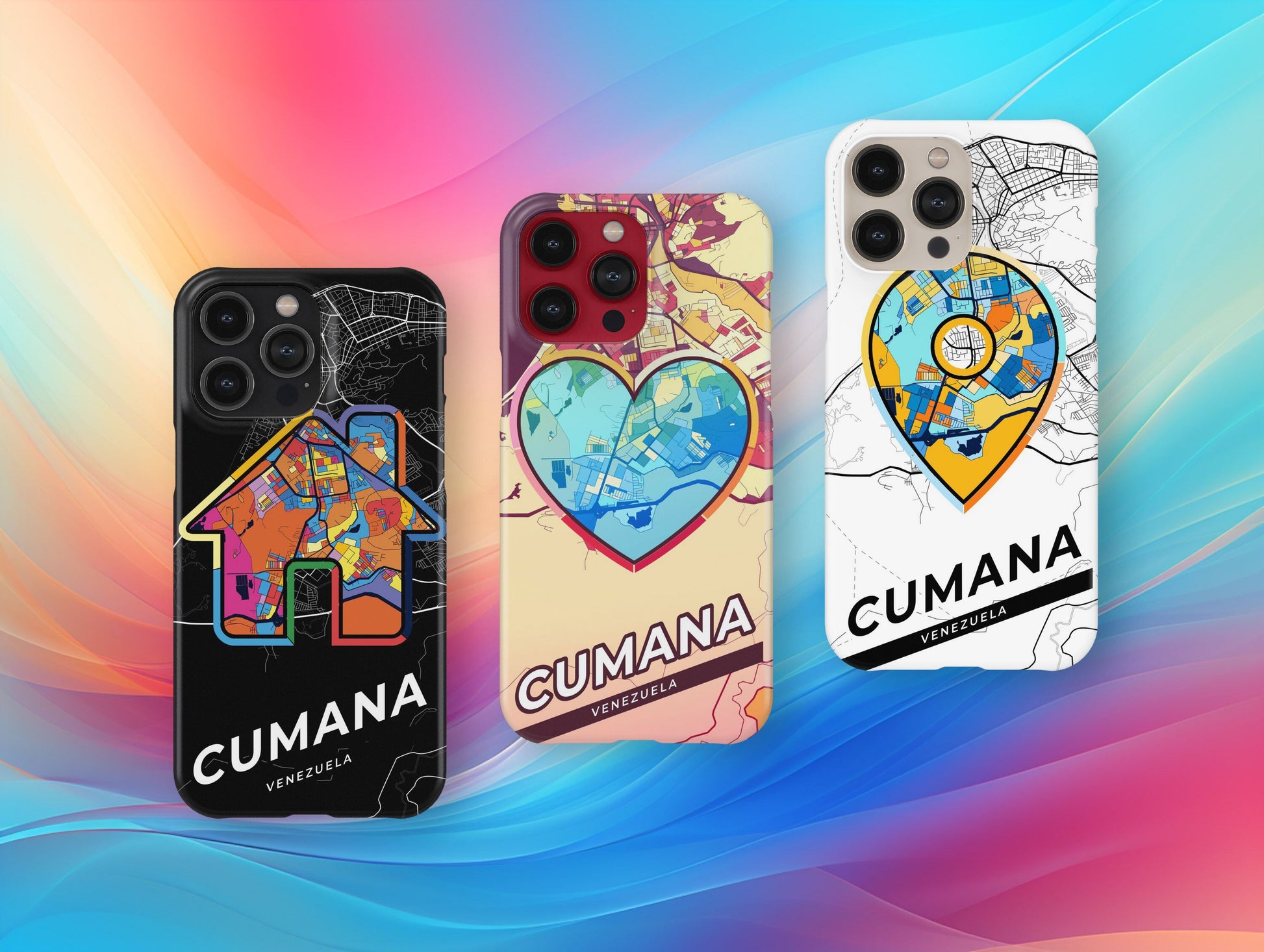 Cumana Venezuela slim phone case with colorful icon. Birthday, wedding or housewarming gift. Couple match cases.