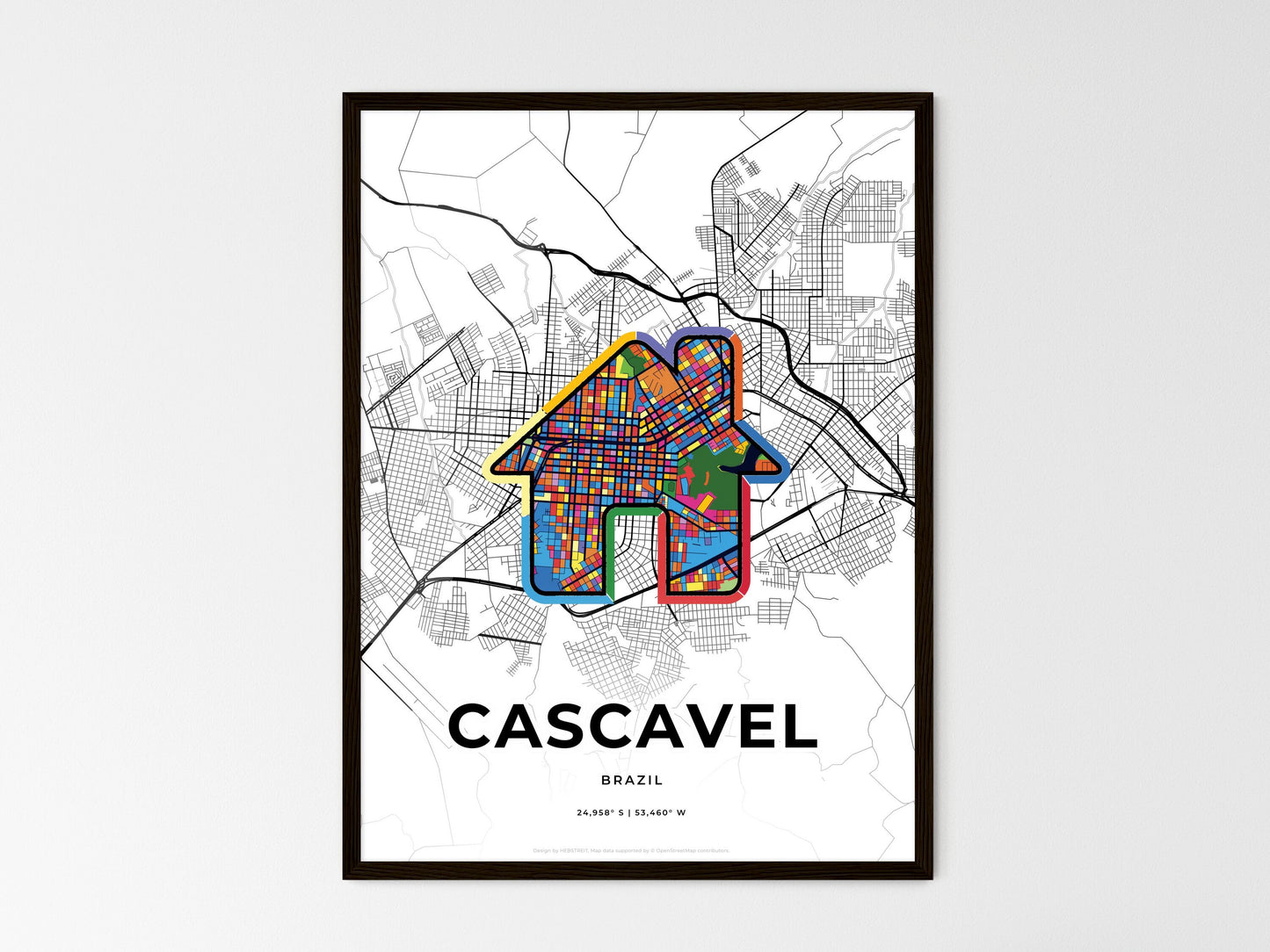 Cascavel Brazil wedding art map with home icon