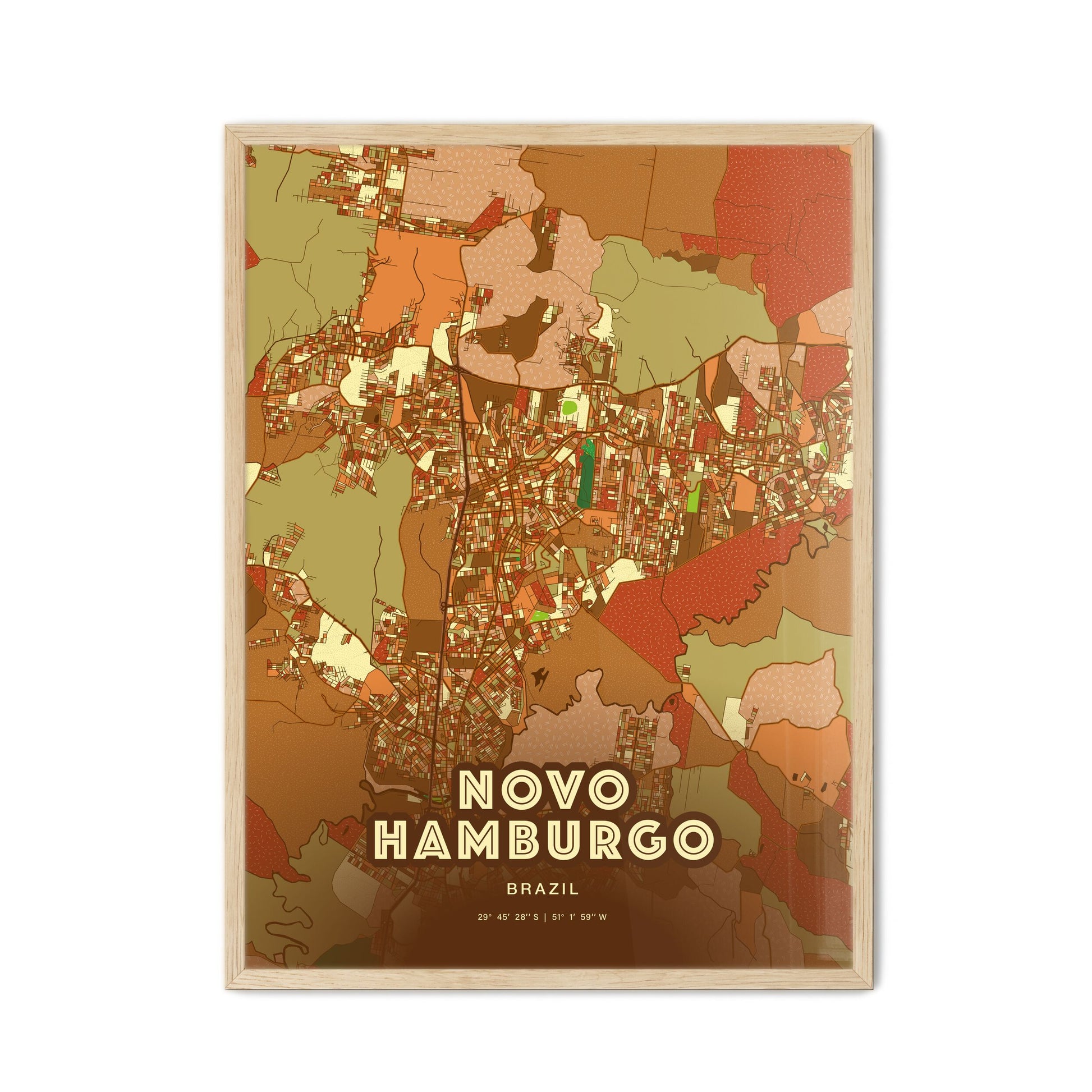 Colorful NOVO HAMBURGO BRAZIL Fine Art Map Farmhouse