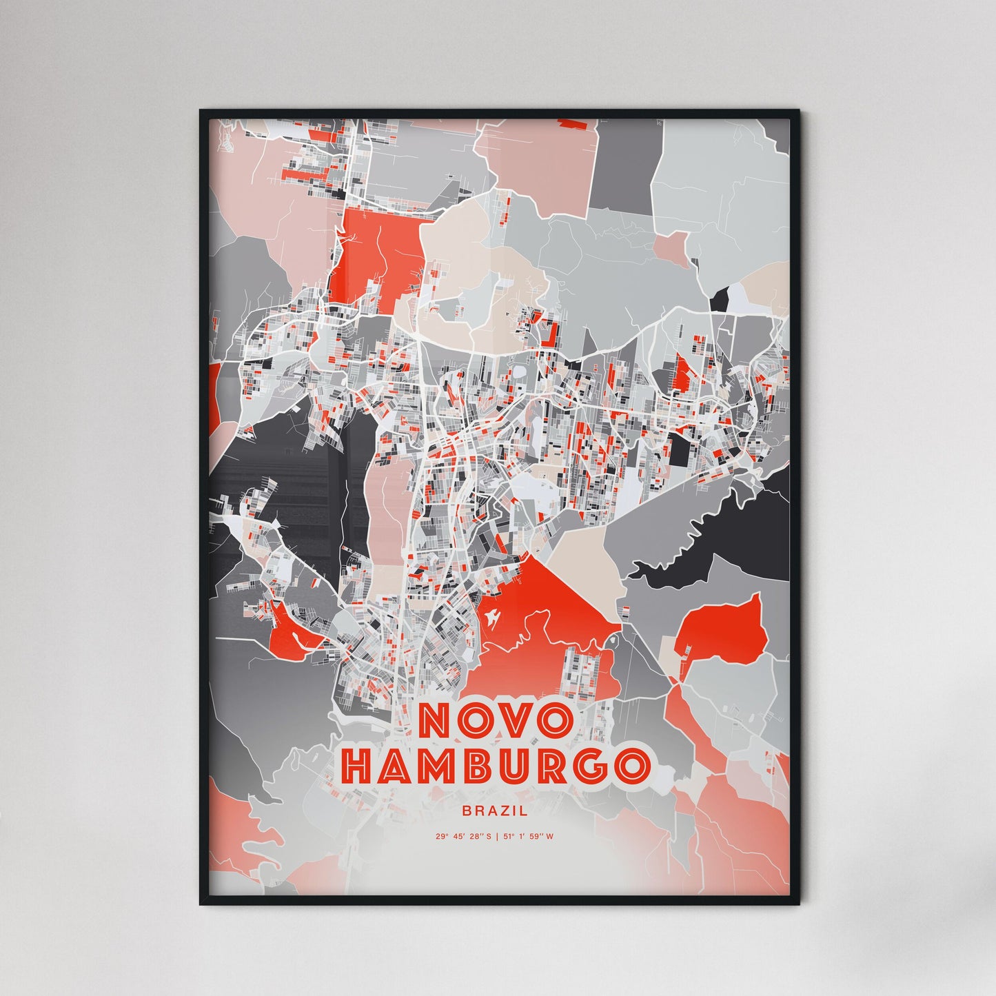 Colorful NOVO HAMBURGO BRAZIL Fine Art Map Modern