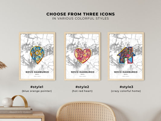 Novo Hamburgo Brazil maps with colorful icons
