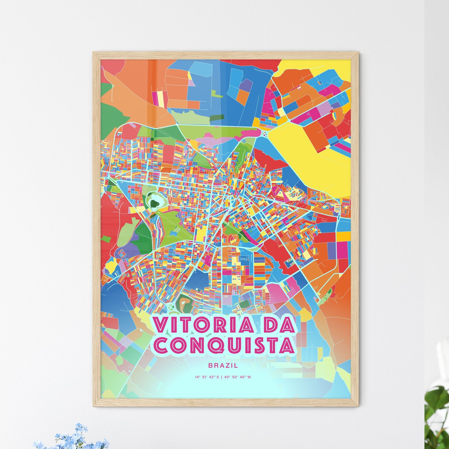 Colorful VITORIA DA CONQUISTA BRAZIL Fine Art Map Crazy Colors